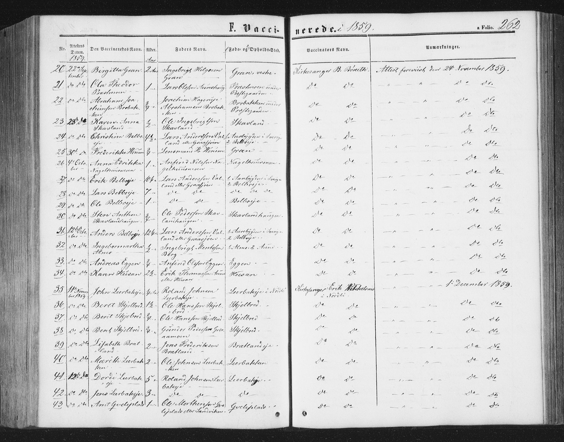 Ministerialprotokoller, klokkerbøker og fødselsregistre - Nord-Trøndelag, SAT/A-1458/749/L0472: Parish register (official) no. 749A06, 1857-1873, p. 262