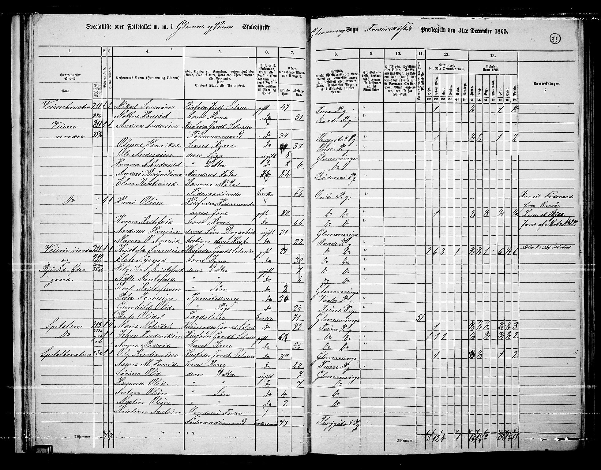 RA, 1865 census for Fredrikstad/Glemmen, 1865, p. 35