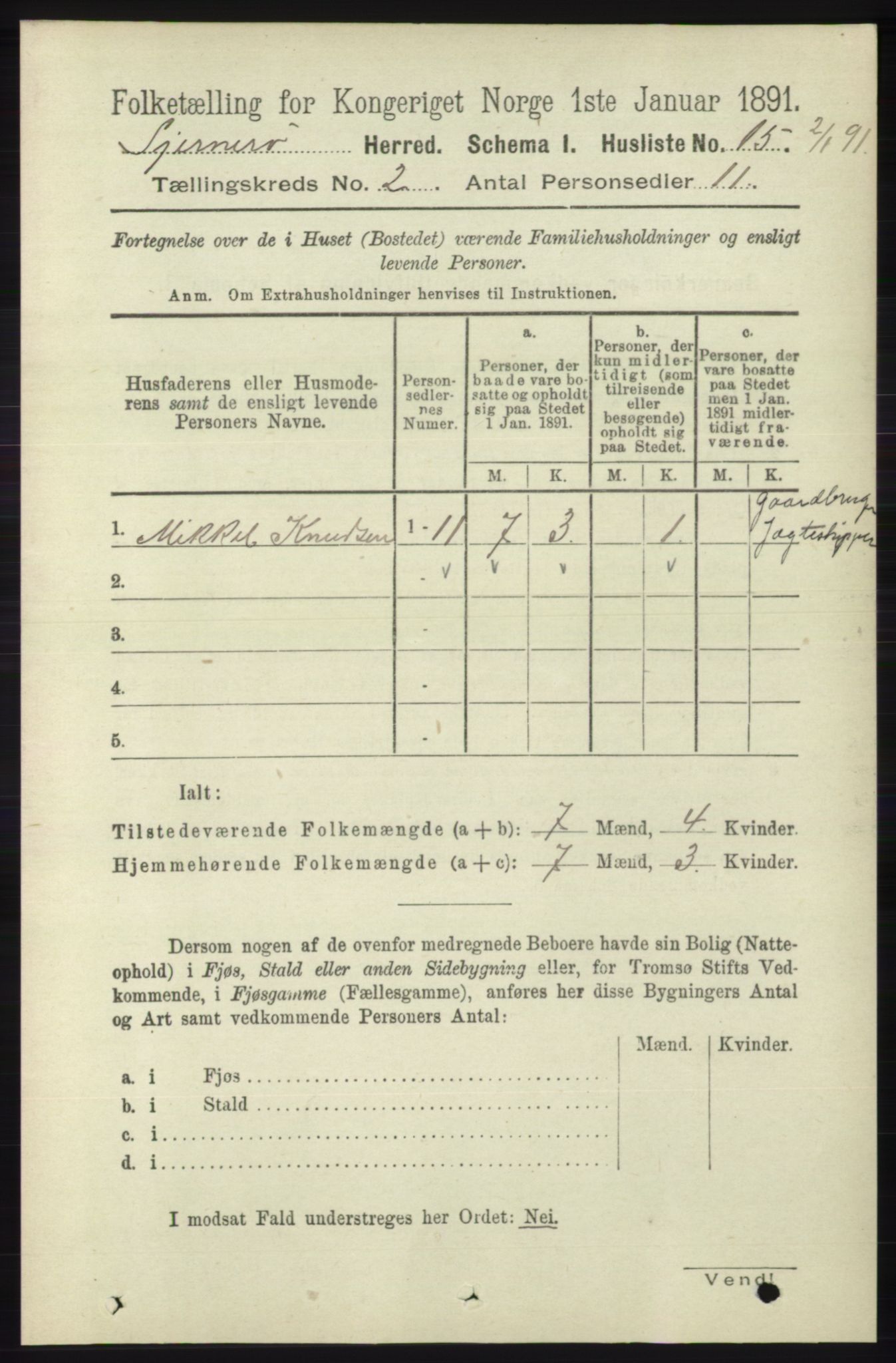 RA, 1891 census for 1140 Sjernarøy, 1891, p. 235