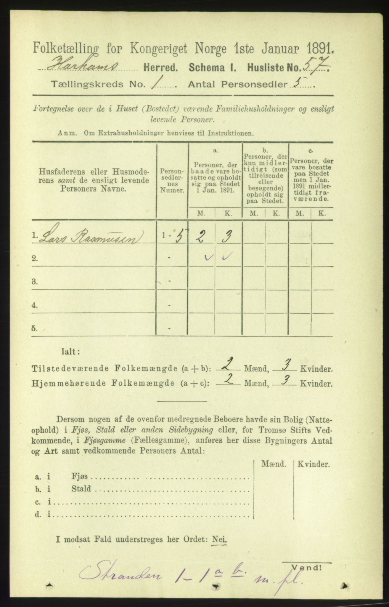 RA, 1891 census for 1534 Haram, 1891, p. 22