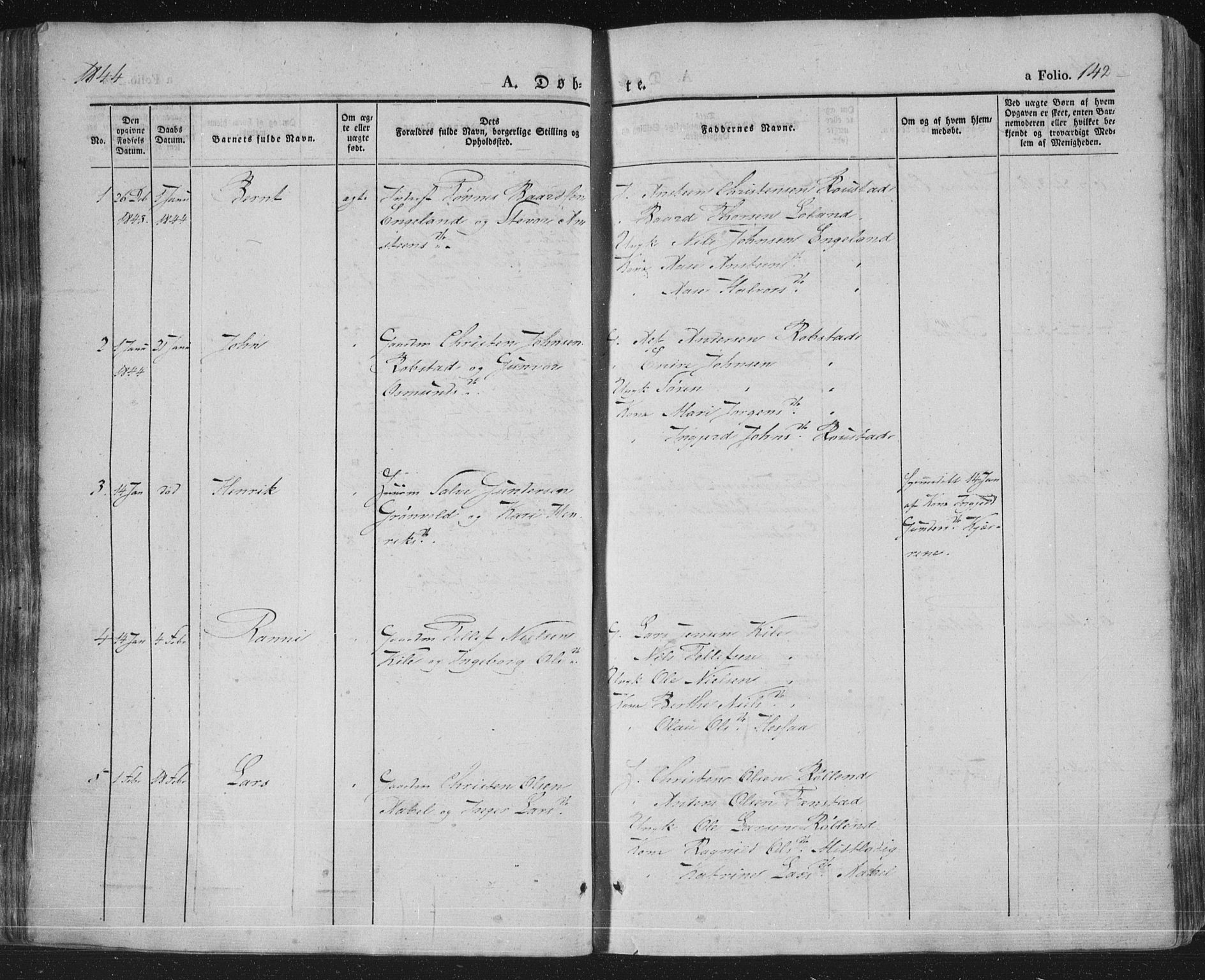 Vennesla sokneprestkontor, AV/SAK-1111-0045/Fa/Fac/L0004: Parish register (official) no. A 4, 1834-1855, p. 142