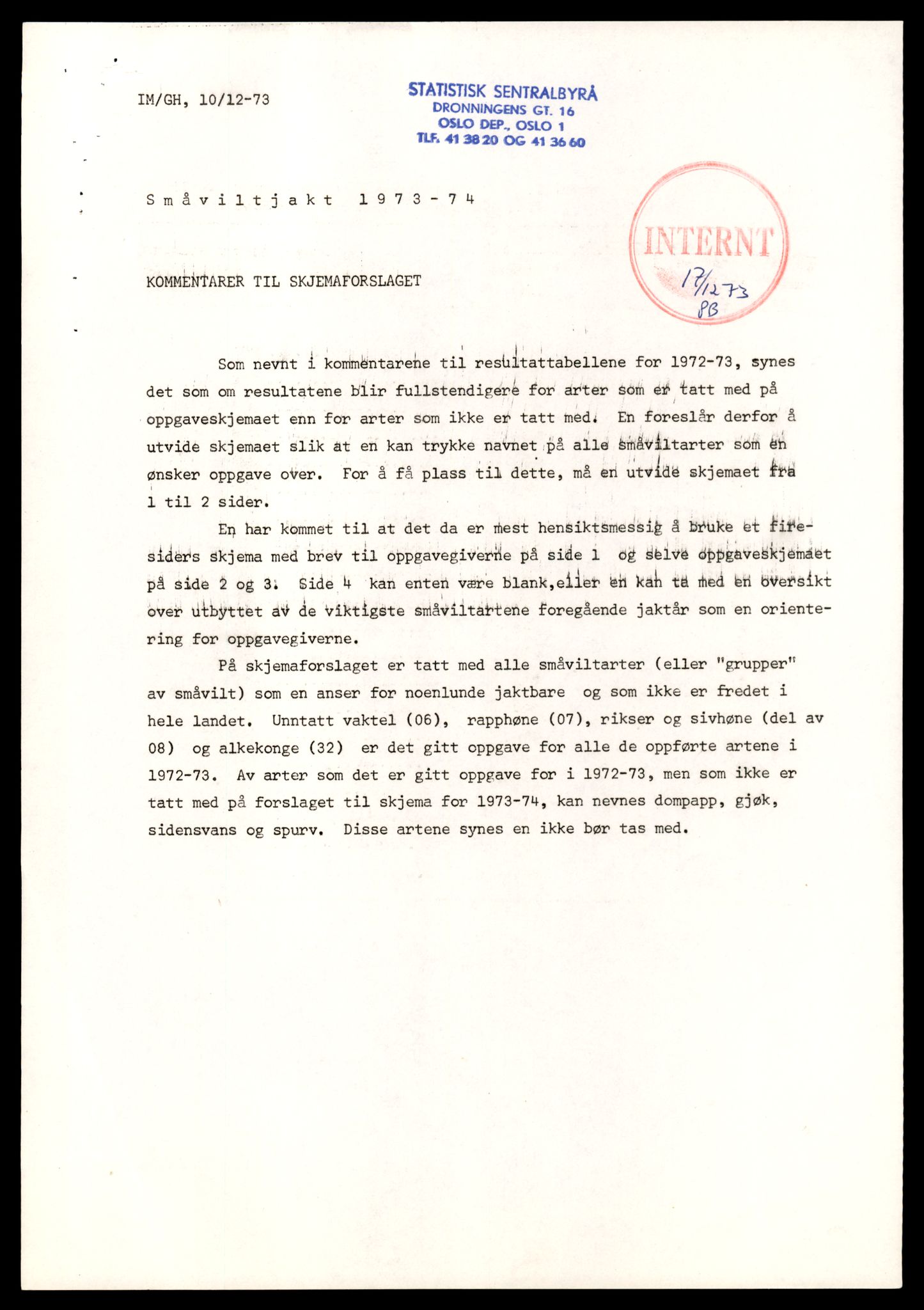 Direktoratet for naturforvaltning, AV/SAT-A-5209/4/D/De/L0102: Oppsyn, oppgaveplikt, 1965-1975, p. 163