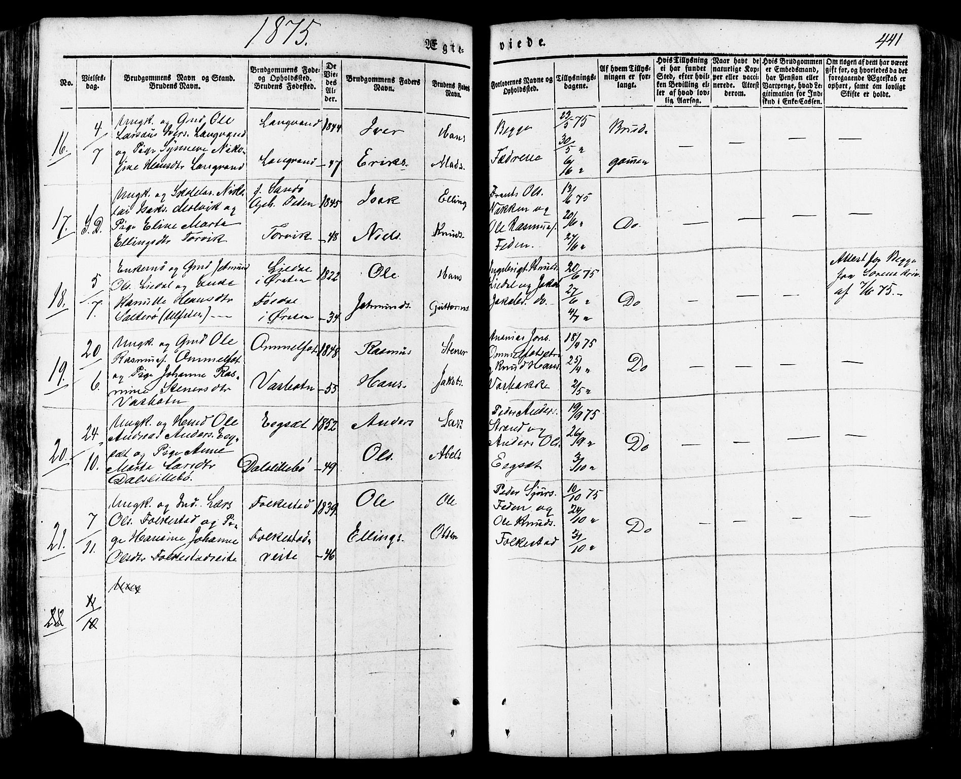 Ministerialprotokoller, klokkerbøker og fødselsregistre - Møre og Romsdal, SAT/A-1454/511/L0140: Parish register (official) no. 511A07, 1851-1878, p. 441