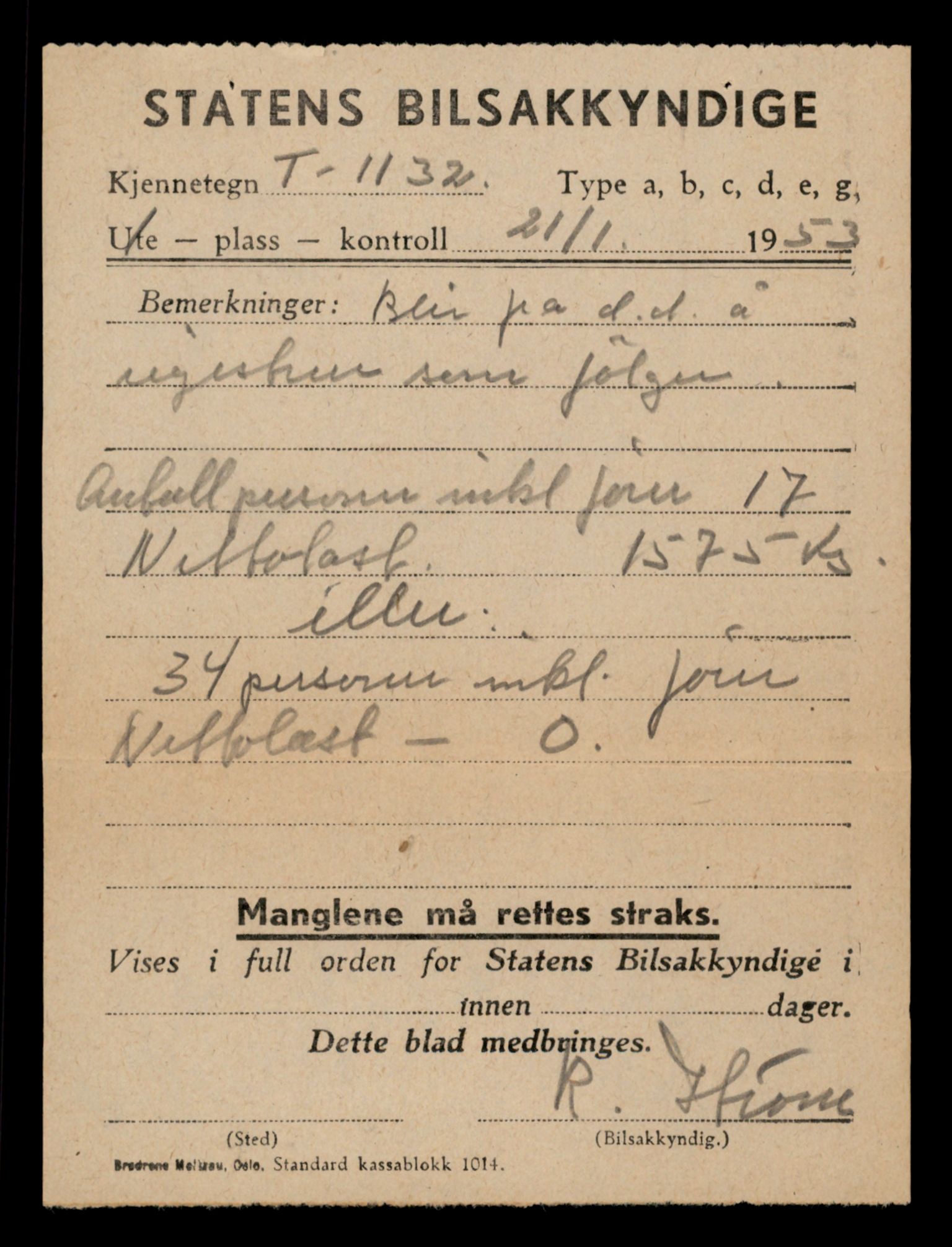 Møre og Romsdal vegkontor - Ålesund trafikkstasjon, AV/SAT-A-4099/F/Fe/L0010: Registreringskort for kjøretøy T 1050 - T 1169, 1927-1998, p. 2321