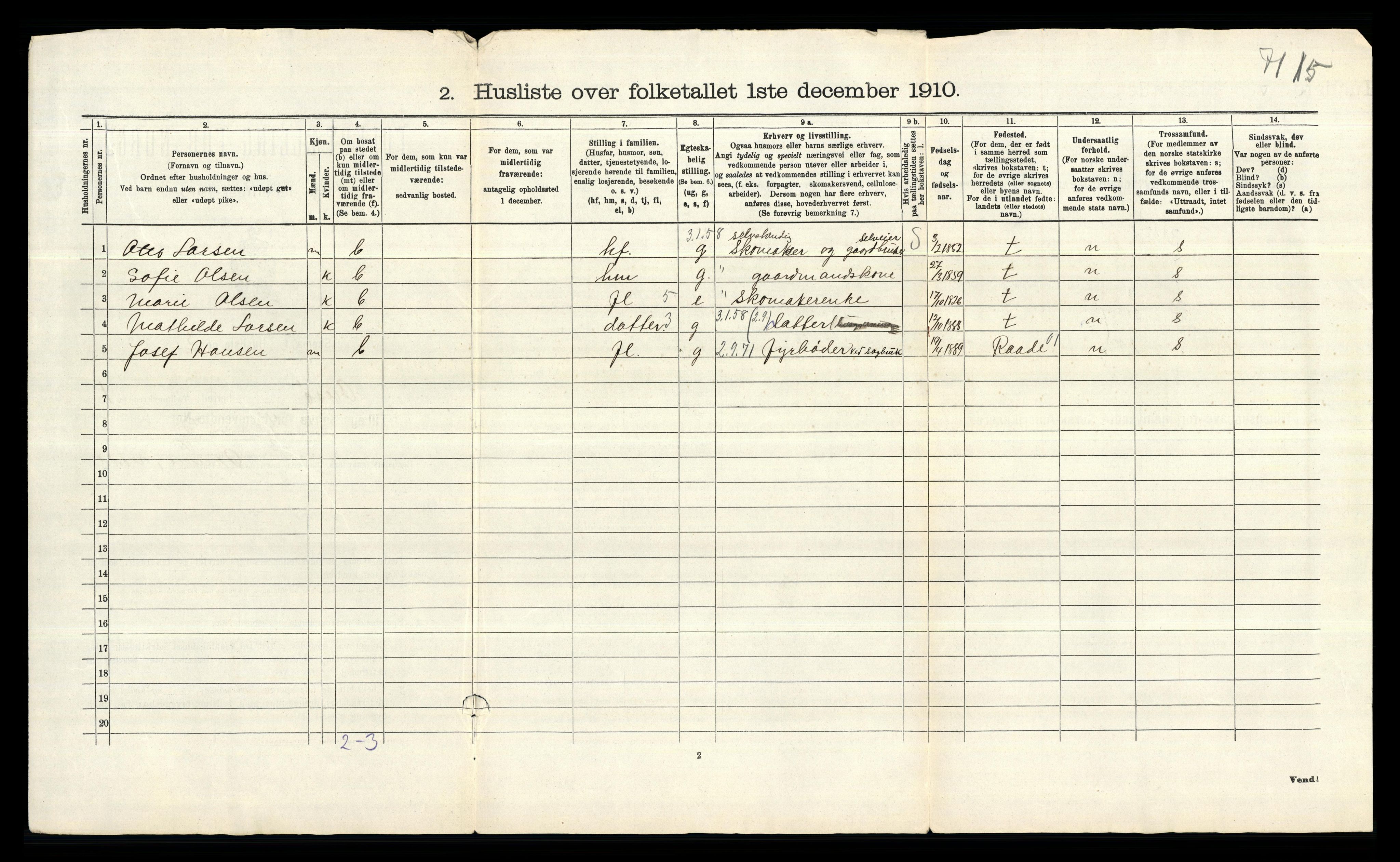 RA, 1910 census for Onsøy, 1910, p. 66