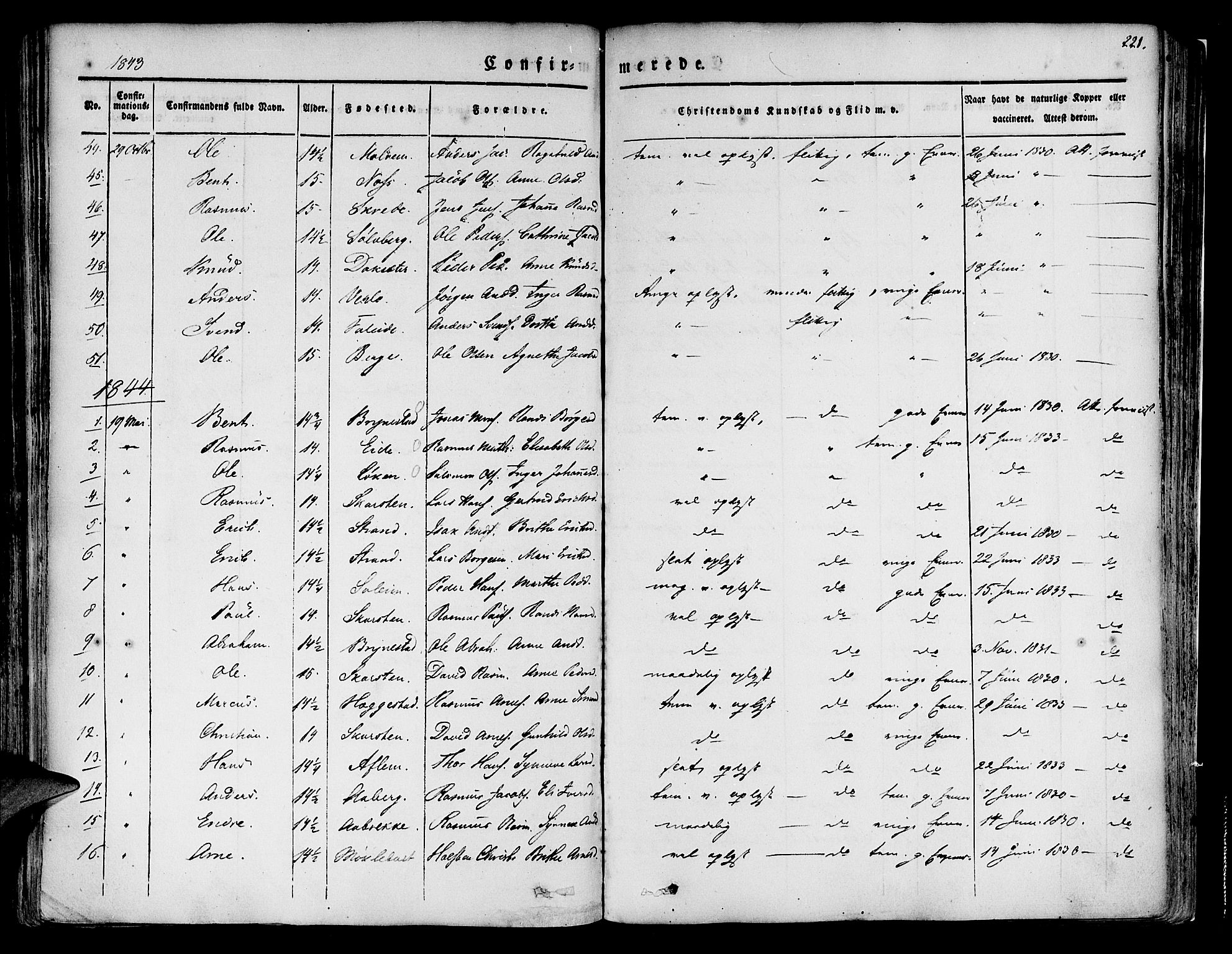 Innvik sokneprestembete, SAB/A-80501: Parish register (official) no. A 4I, 1831-1846, p. 221