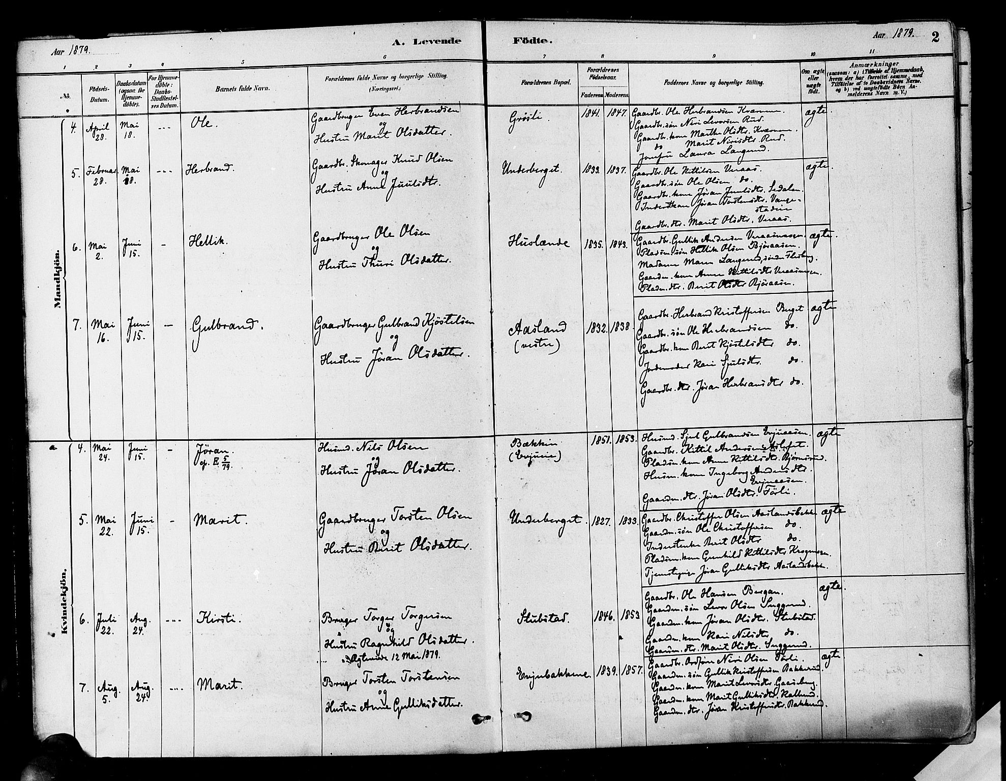 Flesberg kirkebøker, SAKO/A-18/F/Fa/L0008: Parish register (official) no. I 8, 1879-1899, p. 2