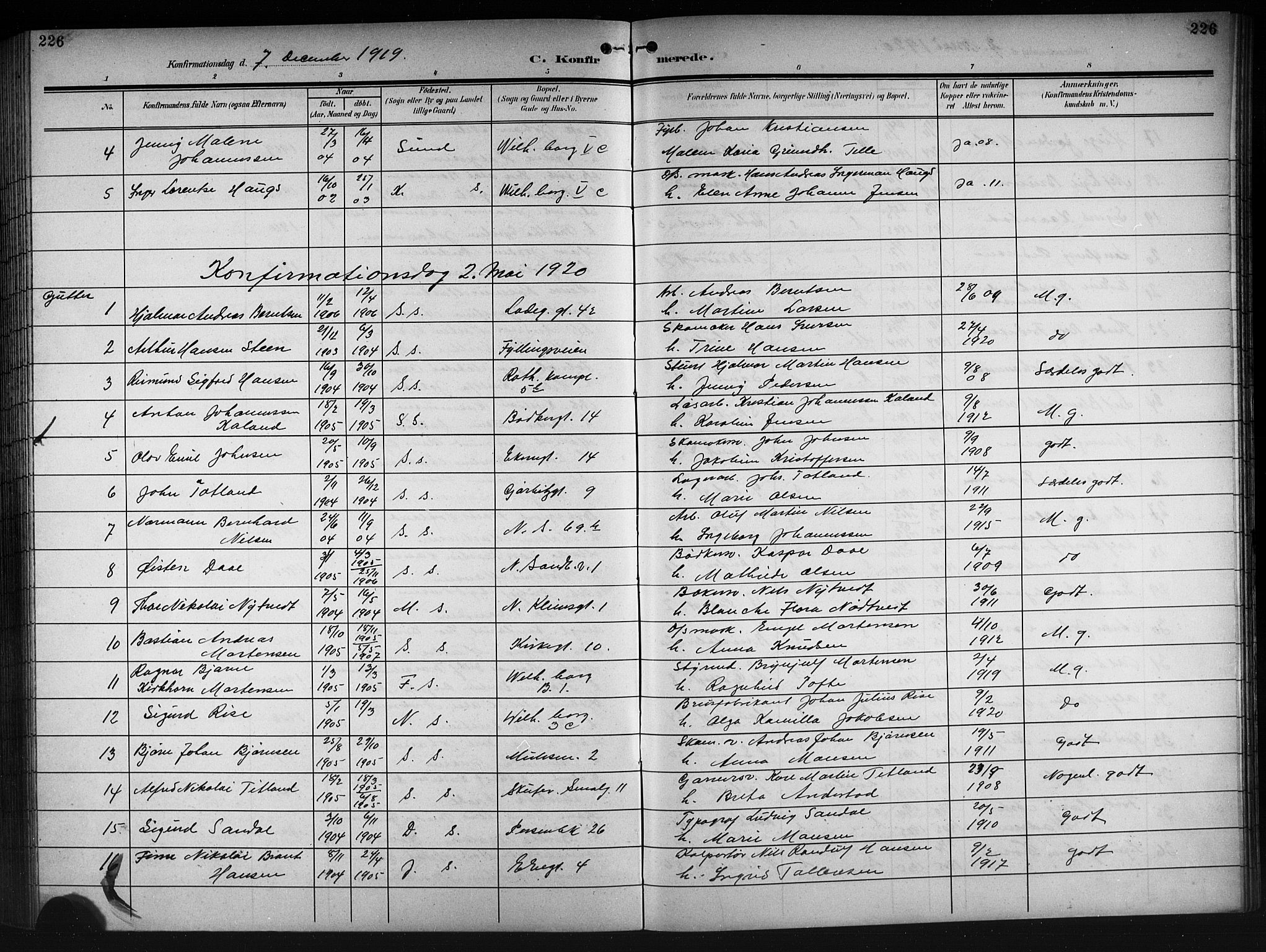 Sandviken Sokneprestembete, AV/SAB-A-77601/H/Hb/L0010: Parish register (copy) no. C 2, 1907-1924, p. 226