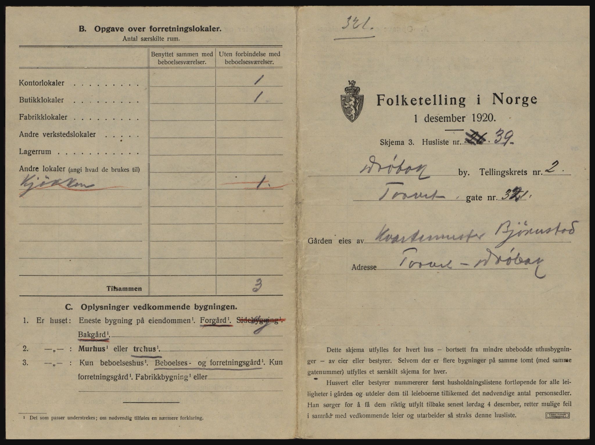 SAO, 1920 census for Drøbak, 1920, p. 247