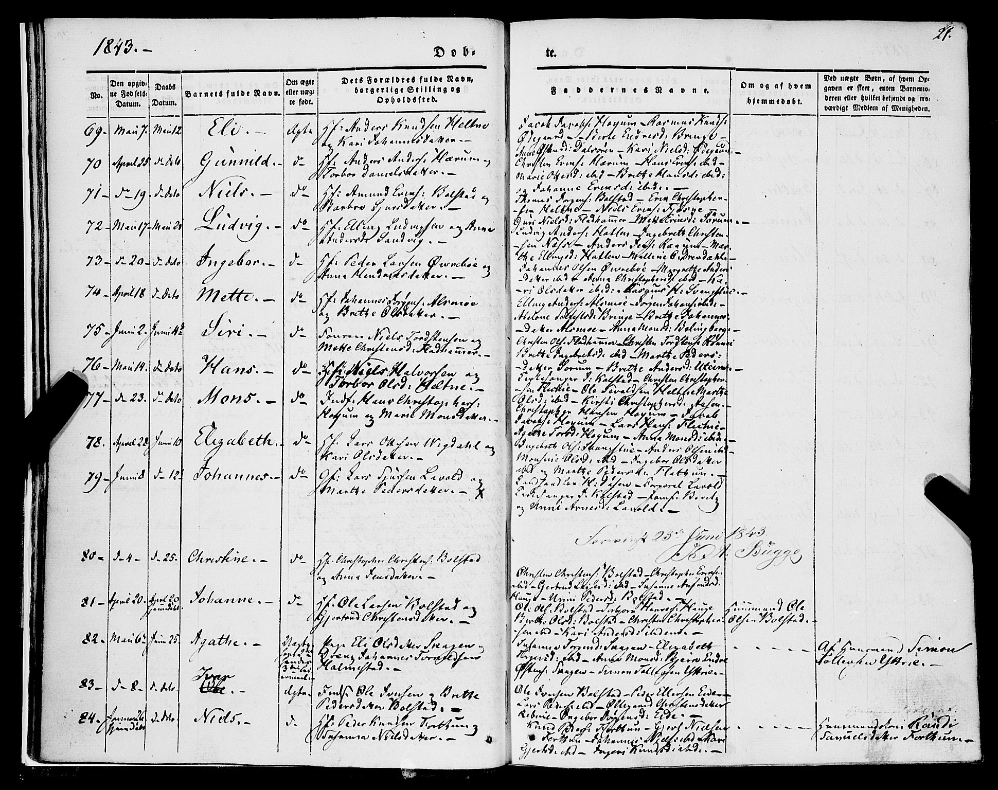 Luster sokneprestembete, SAB/A-81101/H/Haa/Haaa/L0006: Parish register (official) no. A 6, 1840-1848, p. 21