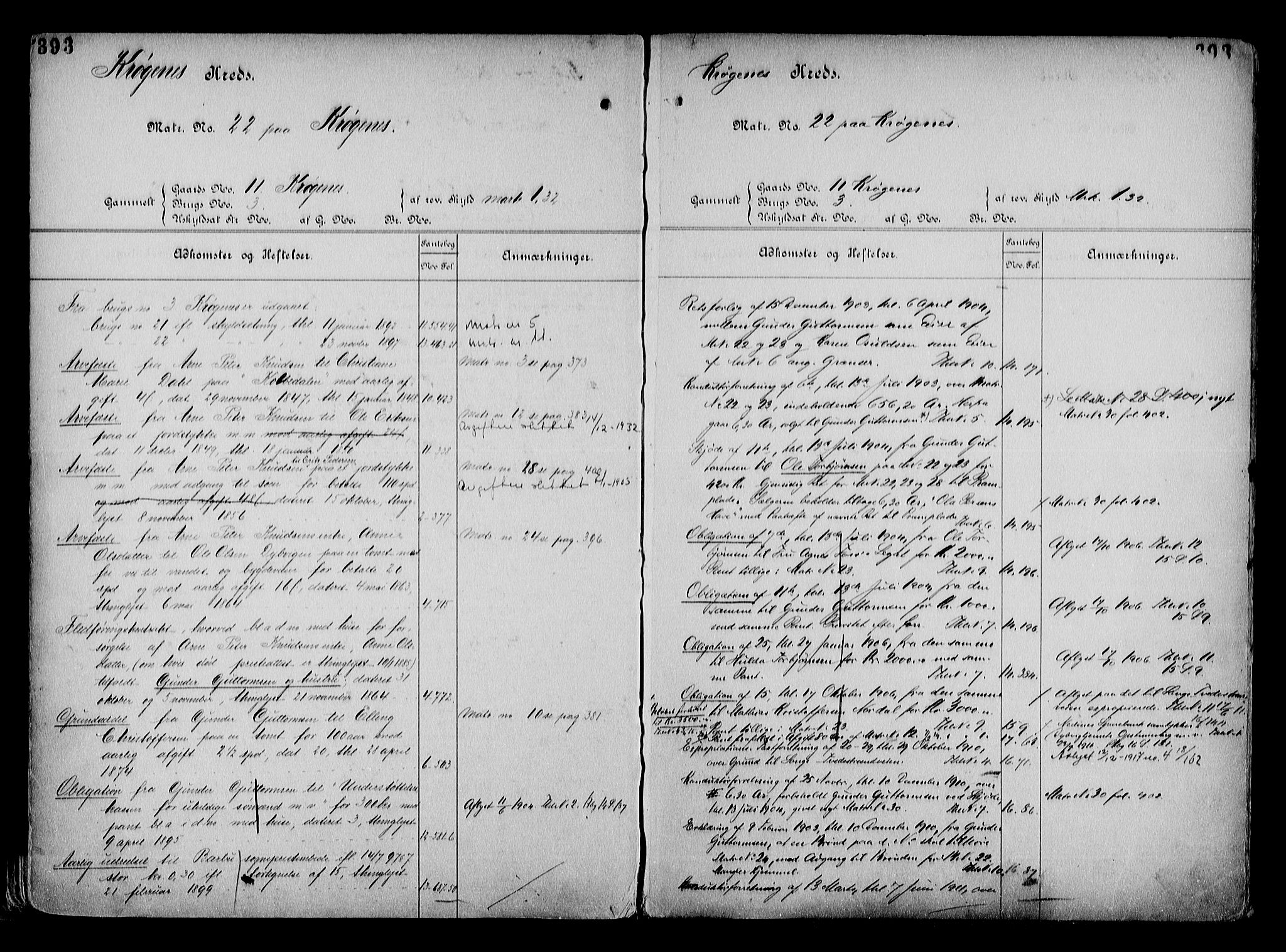Arendal byfogd, AV/SAK-1222-0001/G/Ga/L0015: Mortgage register no. 13, 1860-1960, p. 393