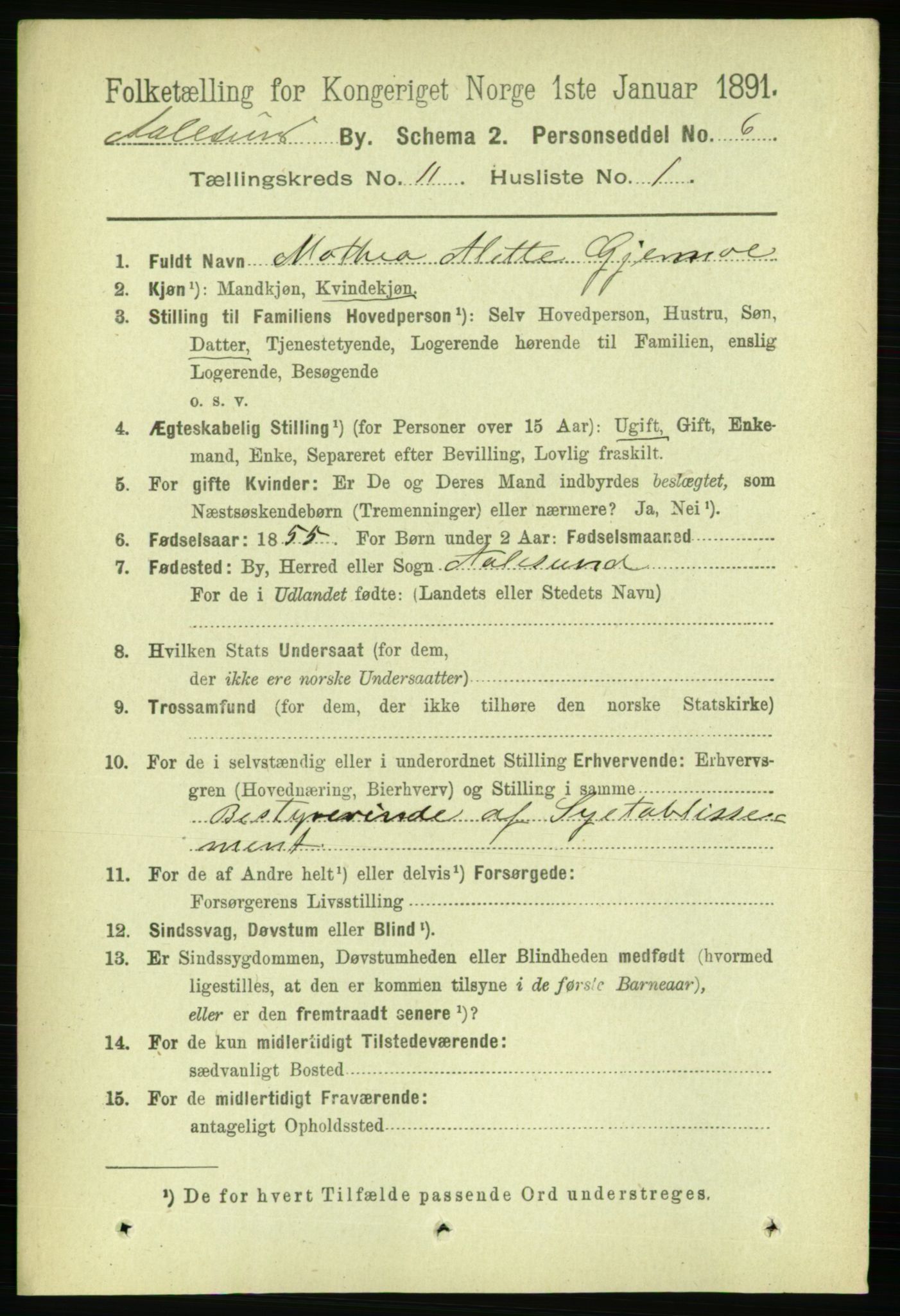 RA, 1891 census for 1501 Ålesund, 1891, p. 6870