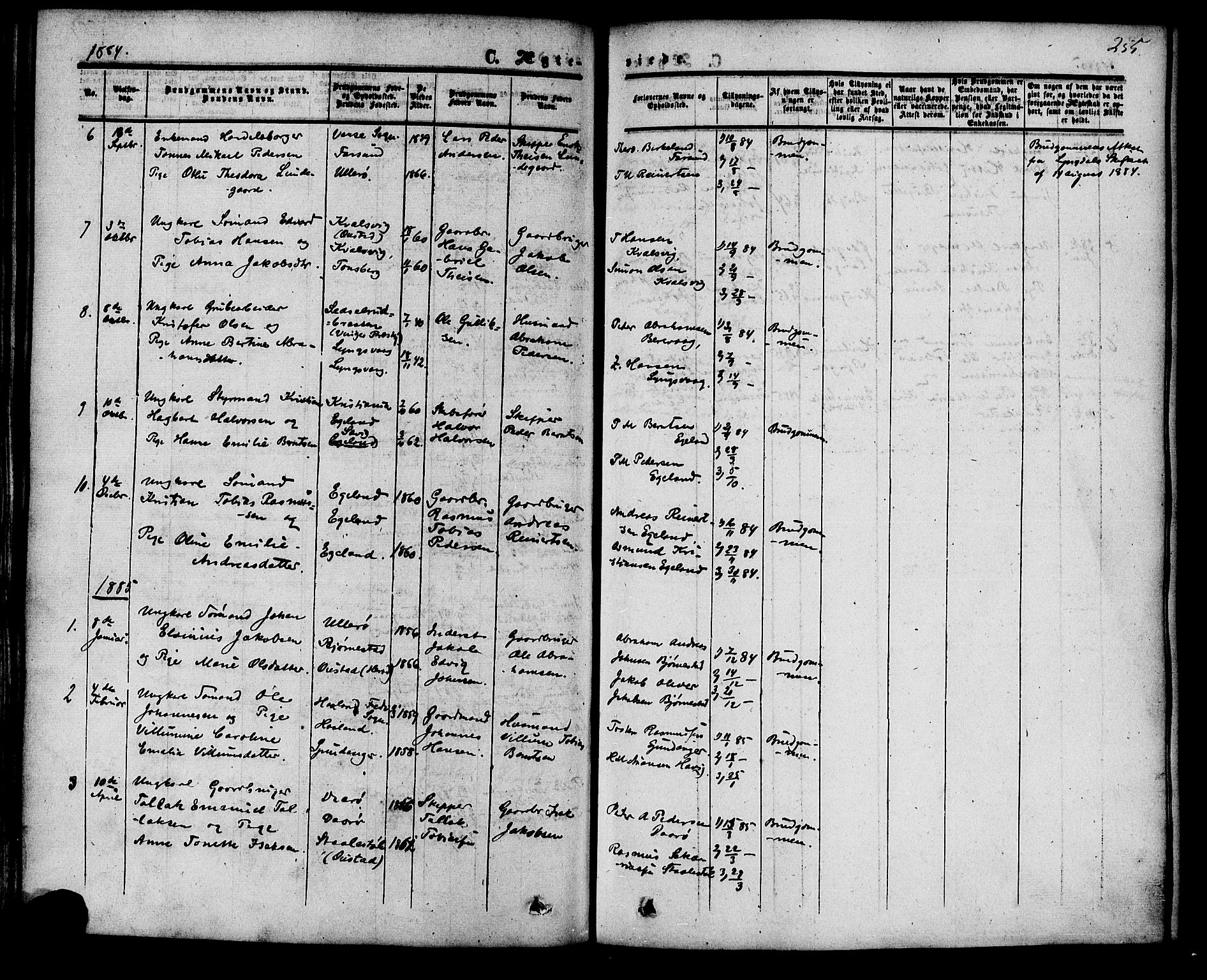 Herad sokneprestkontor, SAK/1111-0018/F/Fa/Fab/L0004: Parish register (official) no. A 4, 1853-1885, p. 255