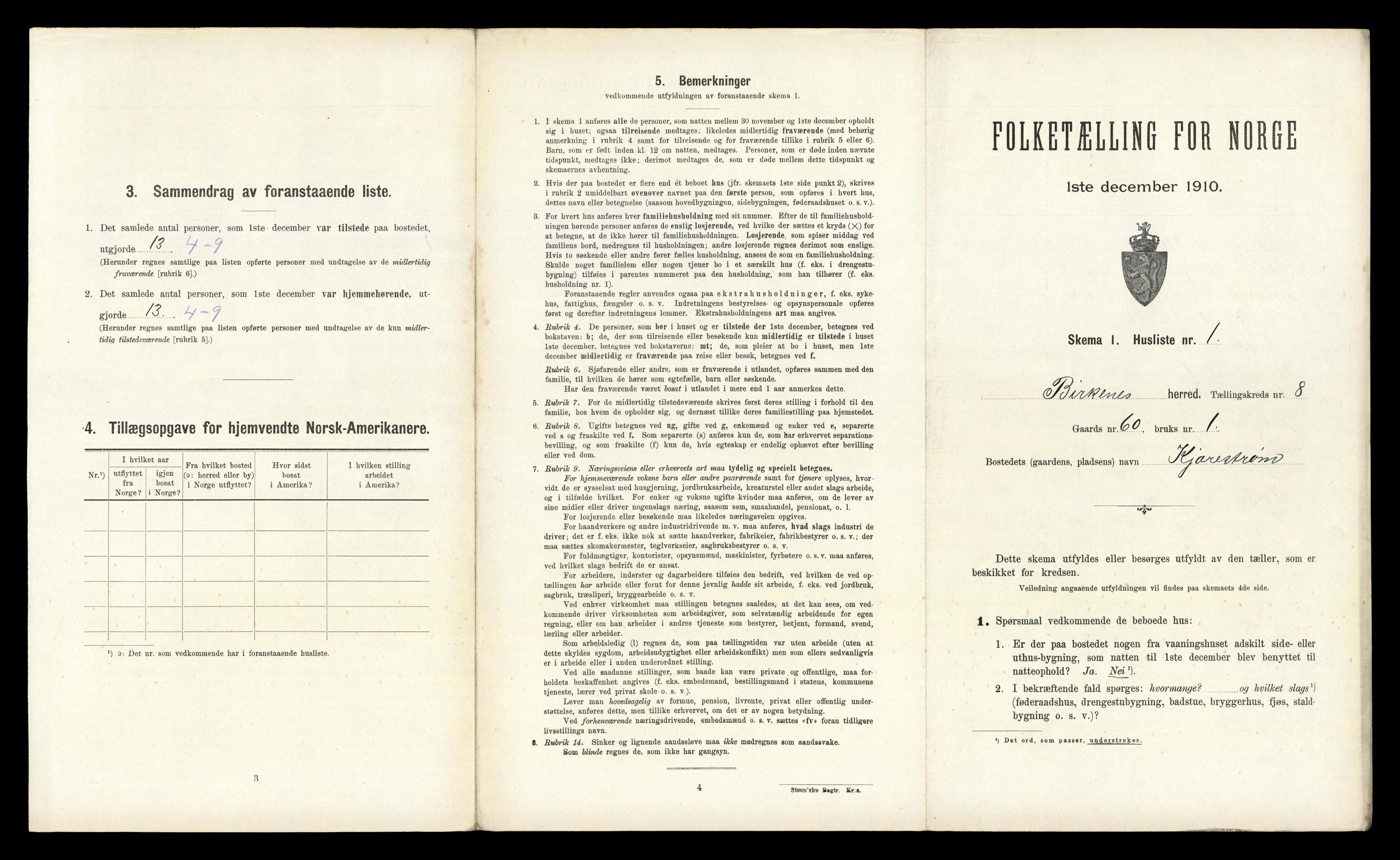 RA, 1910 census for Birkenes, 1910, p. 650