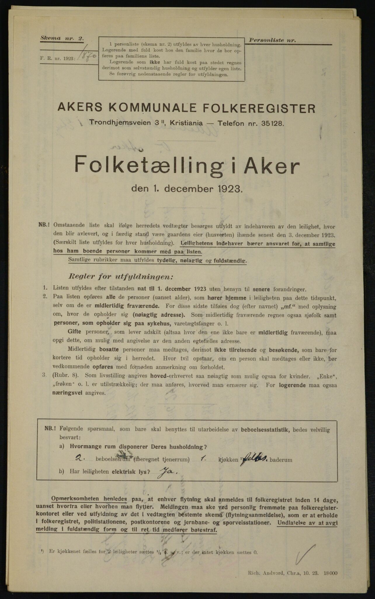 , Municipal Census 1923 for Aker, 1923, p. 20147