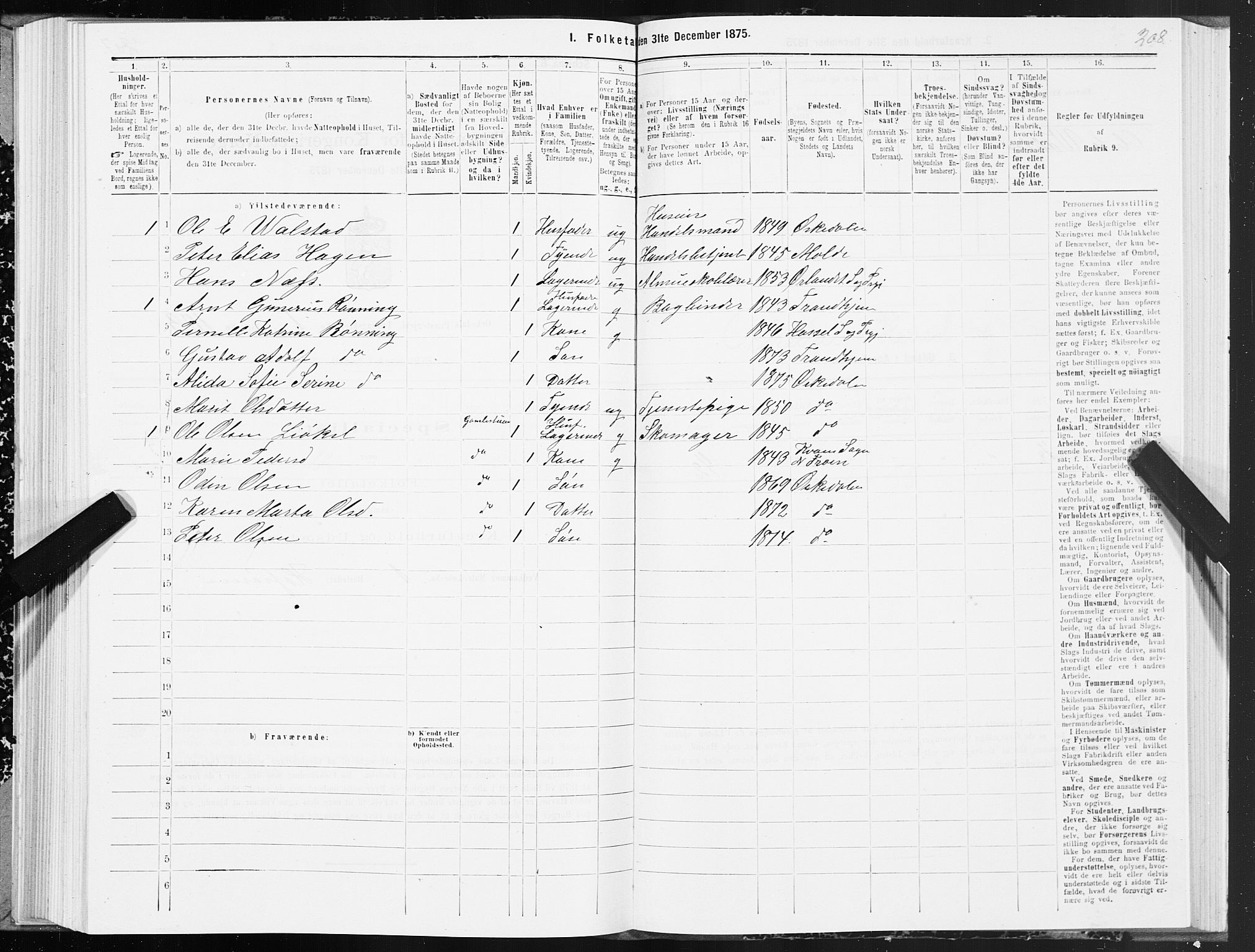 SAT, 1875 census for 1638P Orkdal, 1875, p. 1208