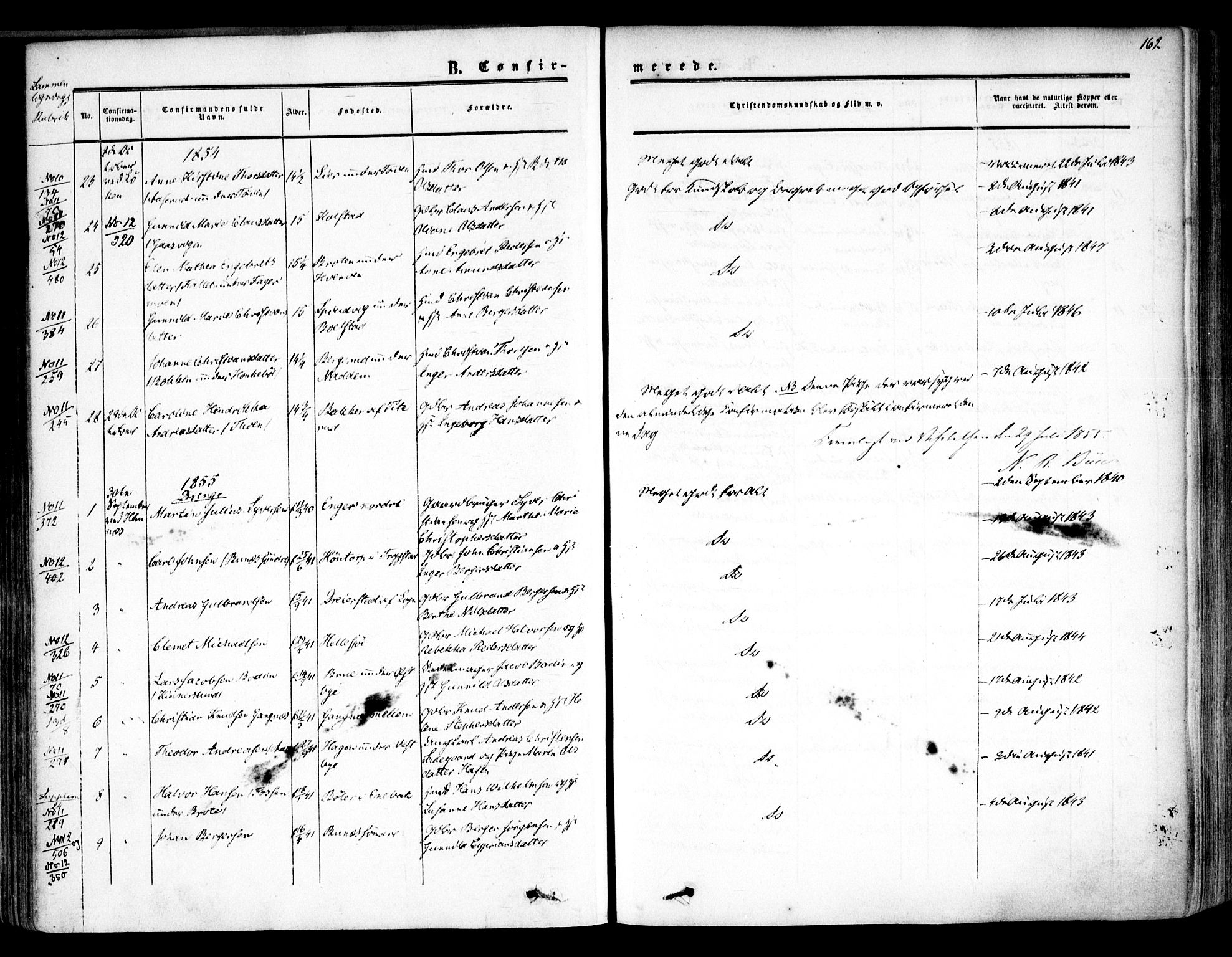 Høland prestekontor Kirkebøker, SAO/A-10346a/F/Fa/L0010: Parish register (official) no. I 10, 1854-1861, p. 162