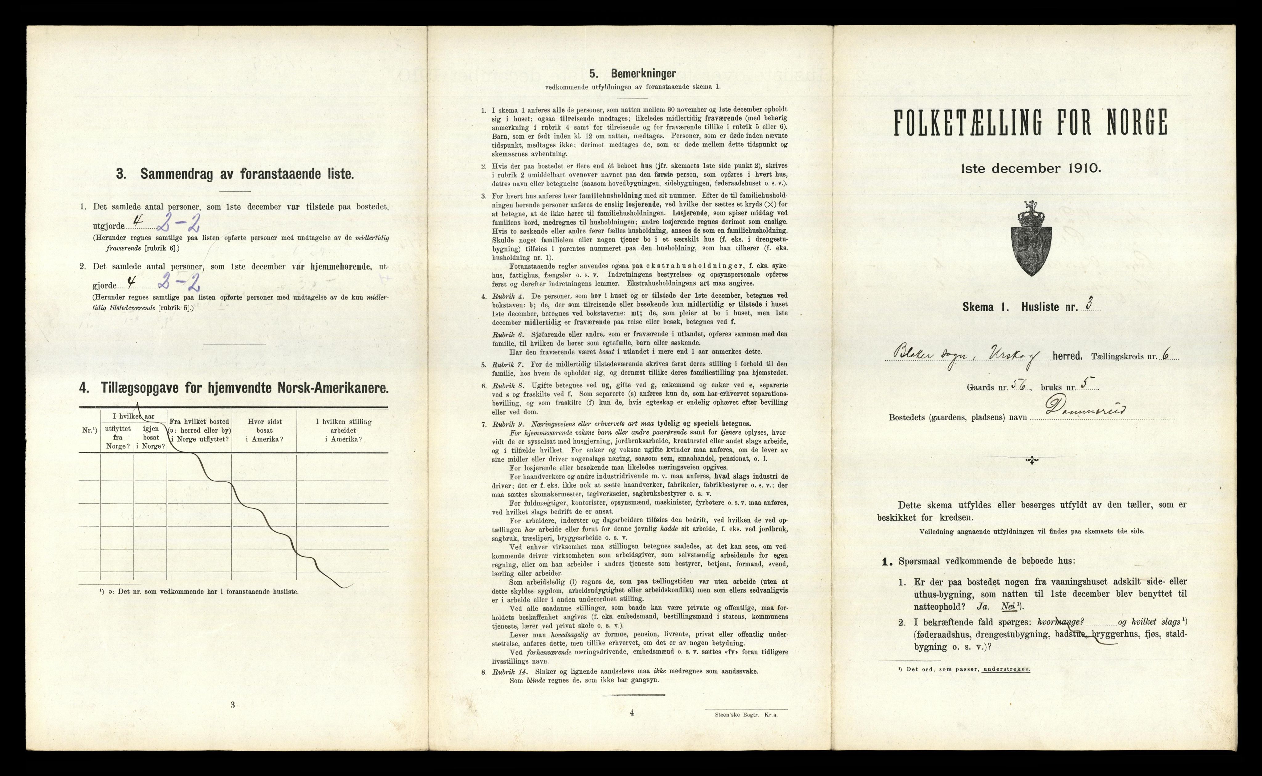 RA, 1910 census for Aurskog, 1910, p. 1057