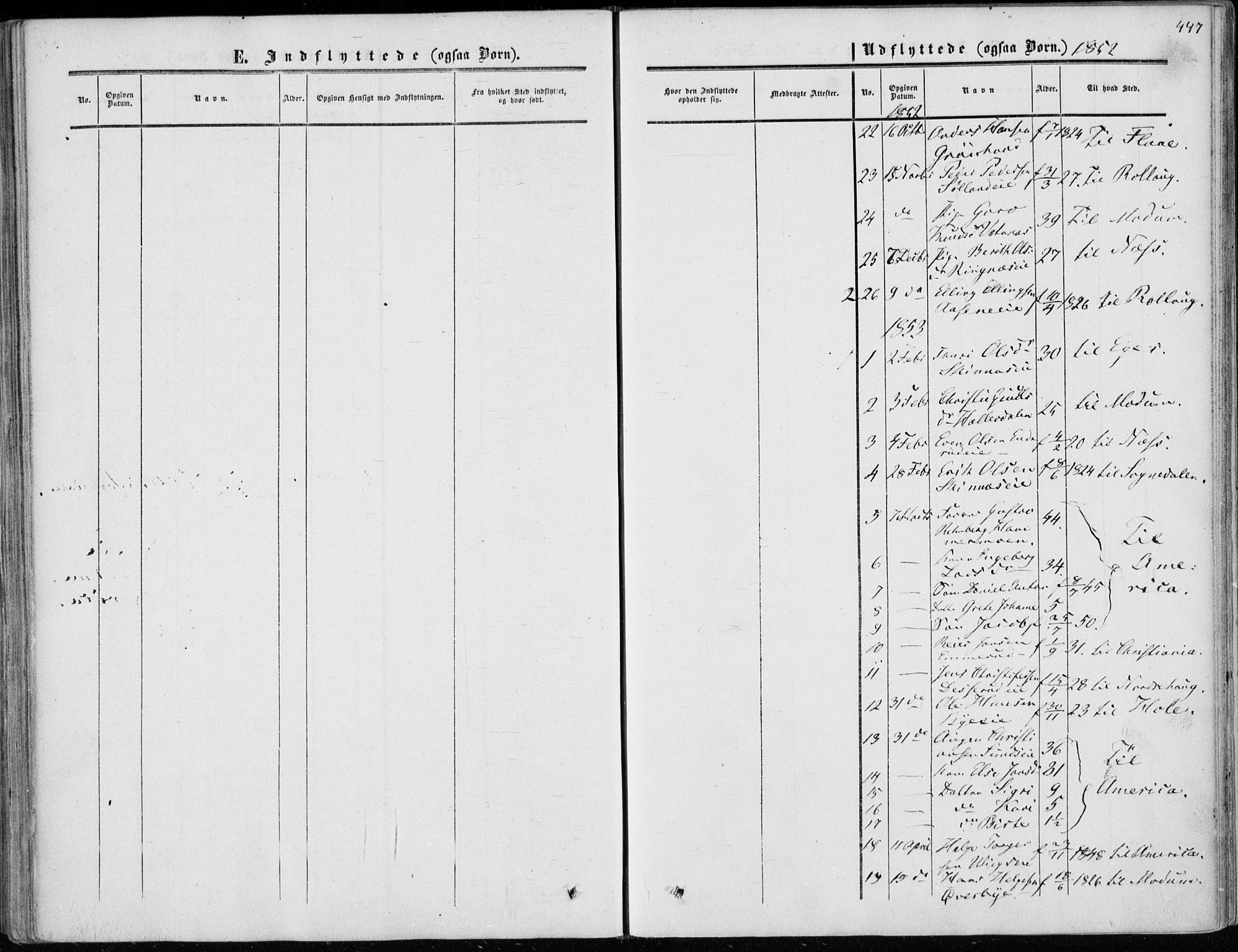 Sigdal kirkebøker, AV/SAKO-A-245/F/Fa/L0008: Parish register (official) no. I 8, 1850-1859, p. 447