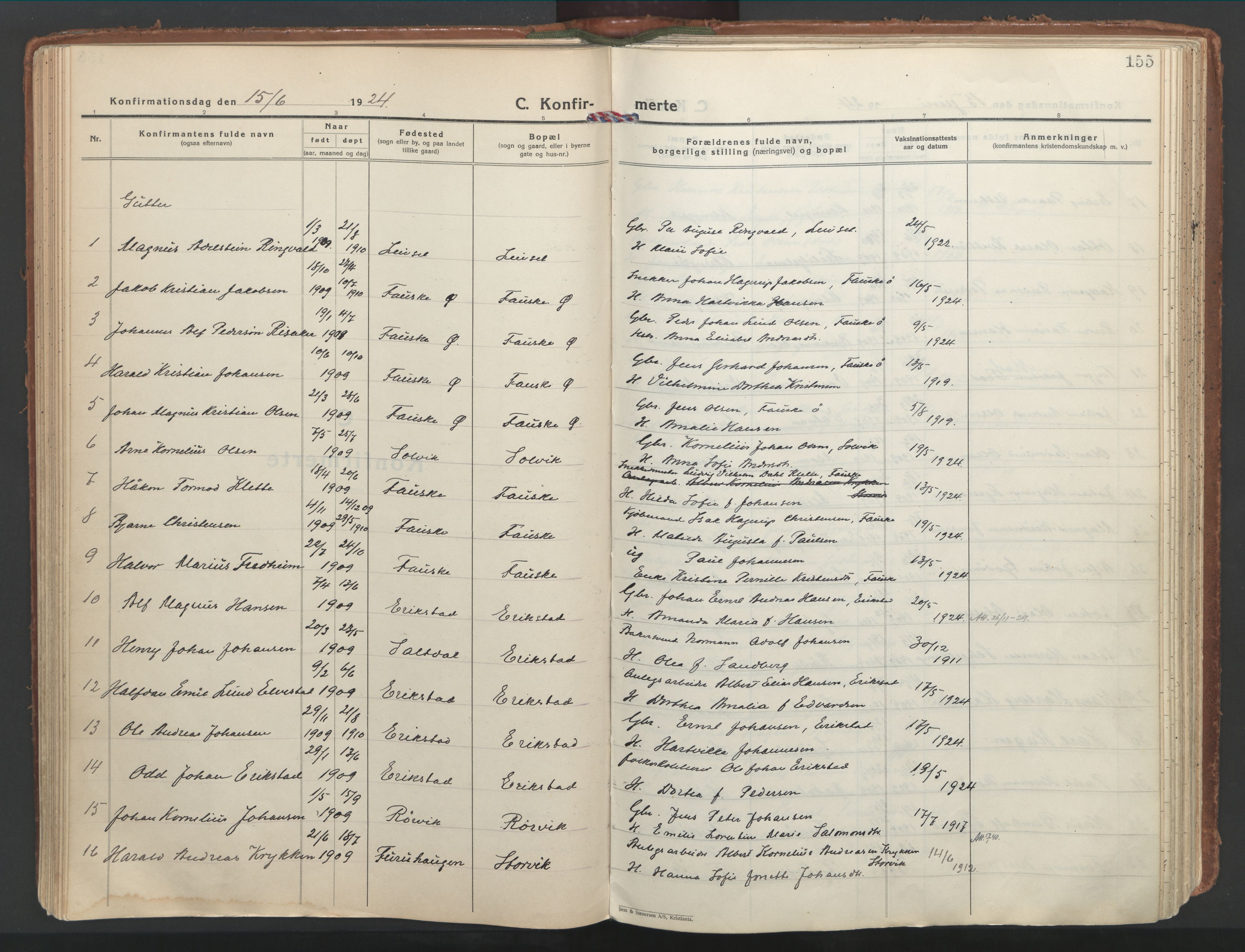Ministerialprotokoller, klokkerbøker og fødselsregistre - Nordland, SAT/A-1459/849/L0699: Parish register (official) no. 849A10, 1924-1937, p. 155
