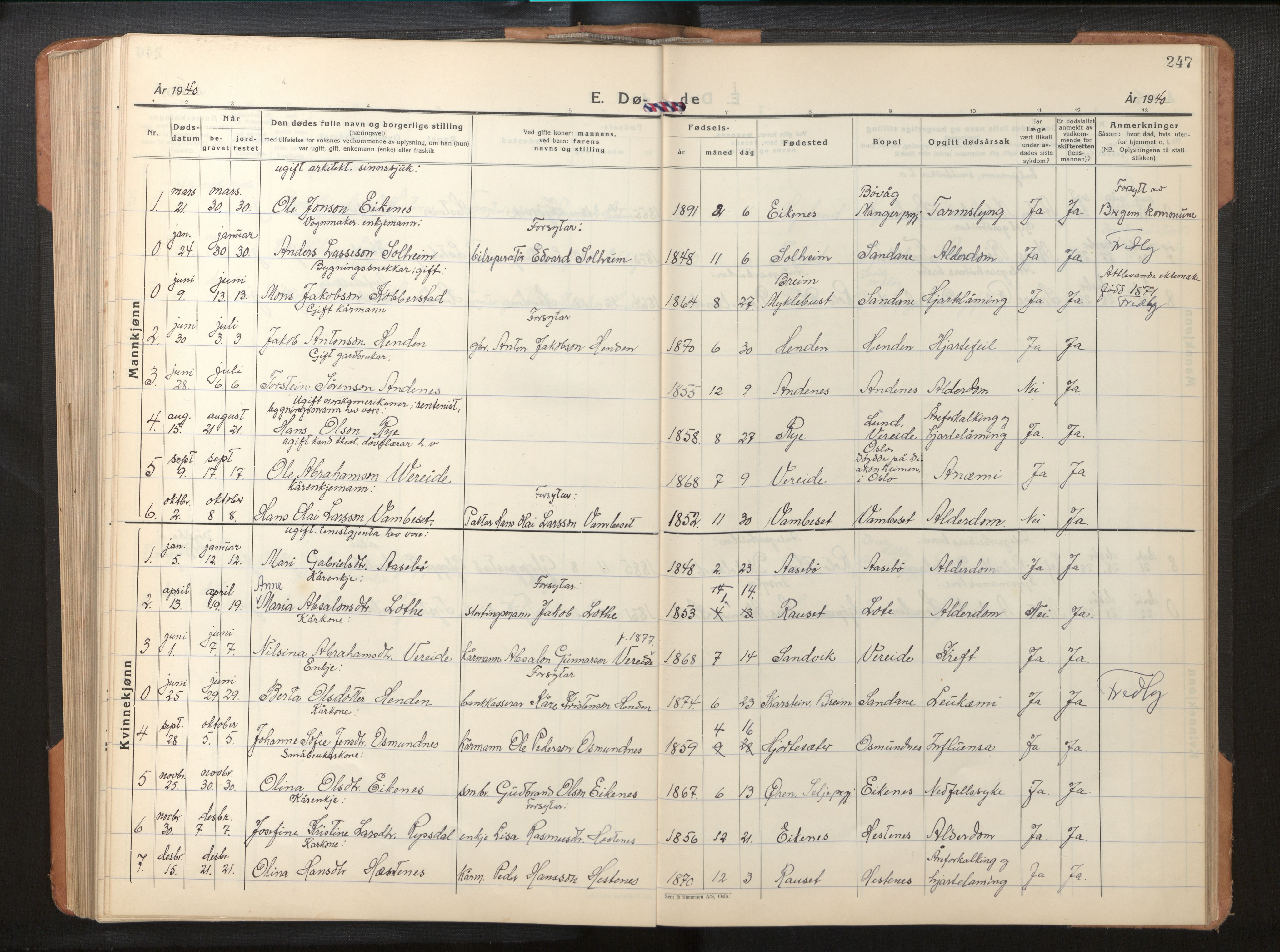 Gloppen sokneprestembete, AV/SAB-A-80101/H/Hab/Habb/L0005: Parish register (copy) no. B 5, 1931-1953, p. 246b-247a