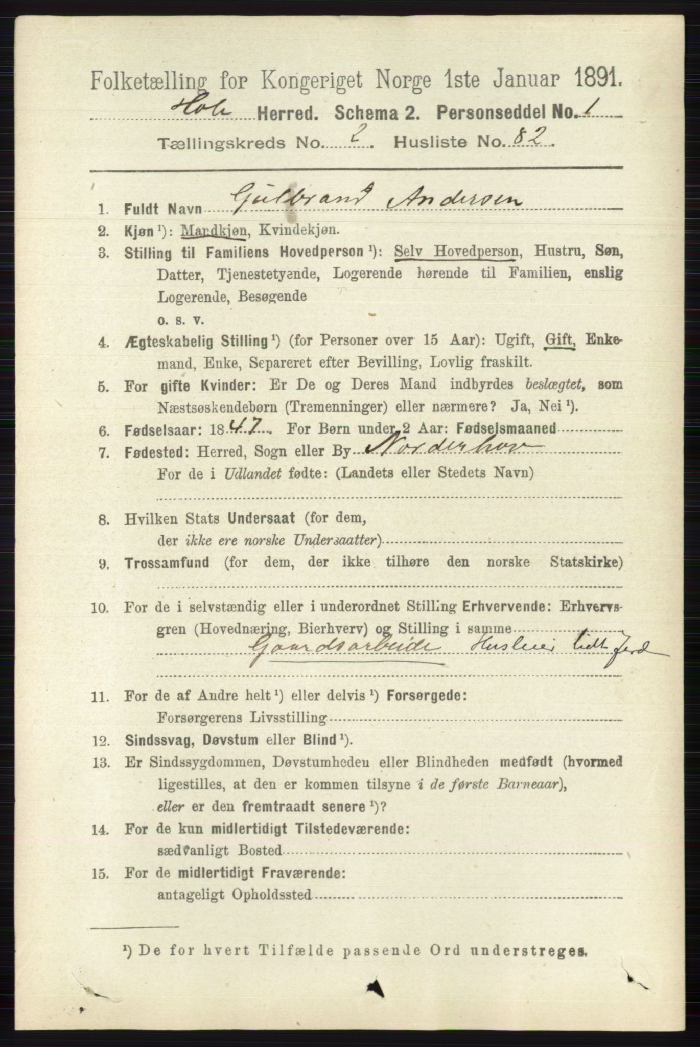 RA, 1891 census for 0612 Hole, 1891, p. 1115