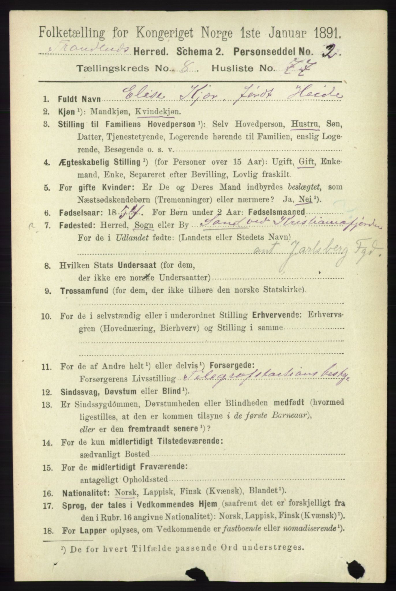 RA, 1891 census for 1914 Trondenes, 1891, p. 6260