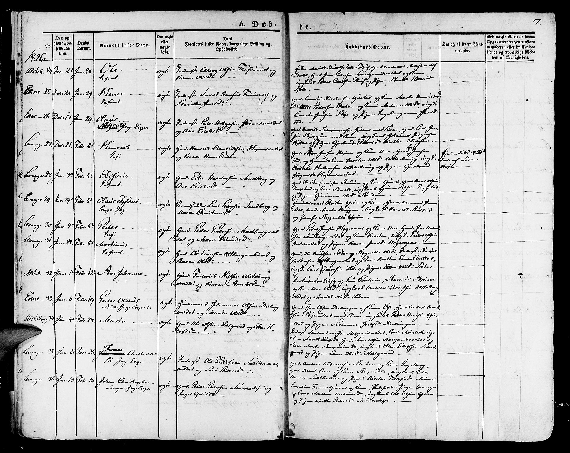 Ministerialprotokoller, klokkerbøker og fødselsregistre - Nord-Trøndelag, SAT/A-1458/717/L0152: Parish register (official) no. 717A05 /1, 1825-1836, p. 7