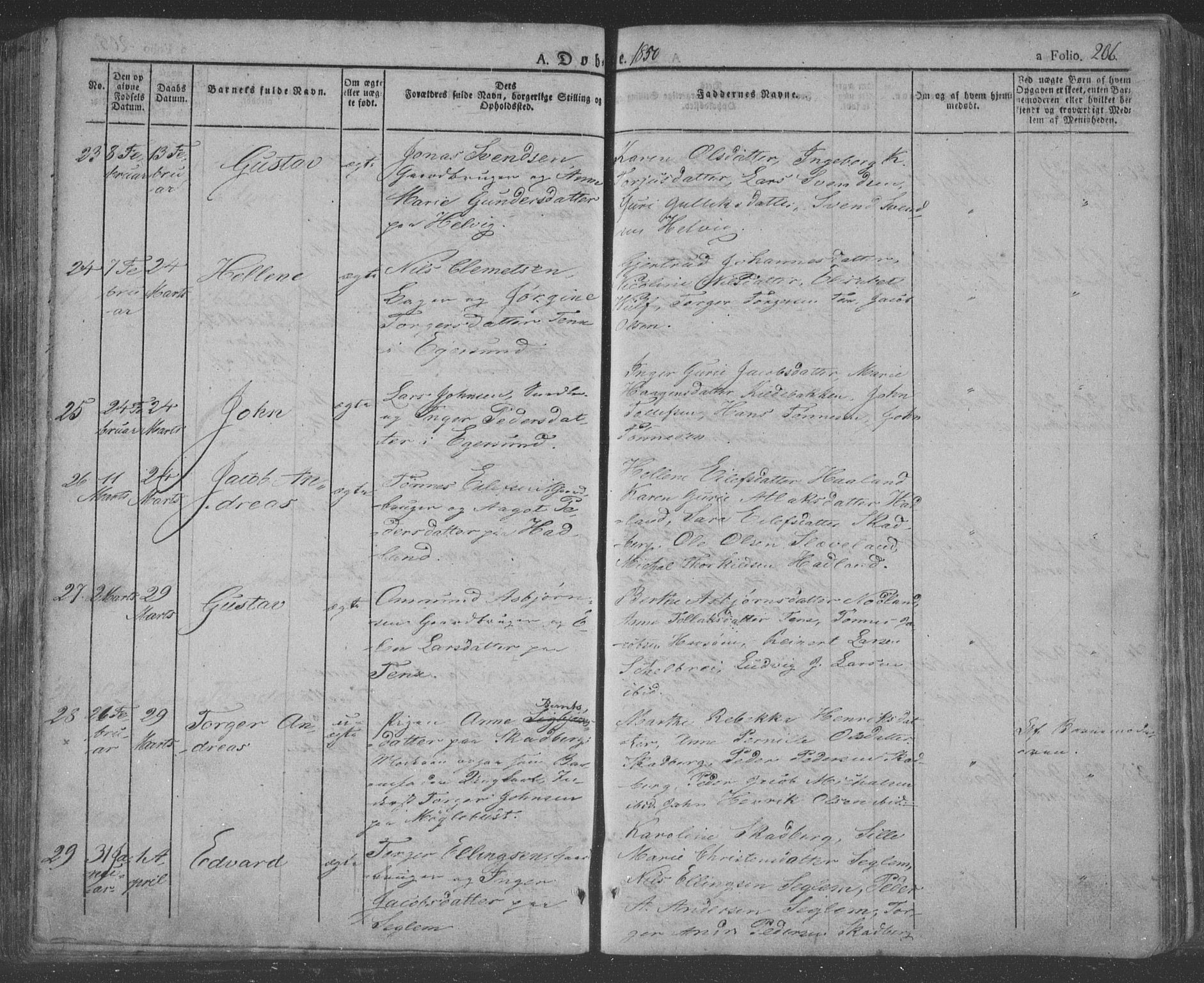 Eigersund sokneprestkontor, AV/SAST-A-101807/S08/L0009: Parish register (official) no. A 9, 1827-1850, p. 206