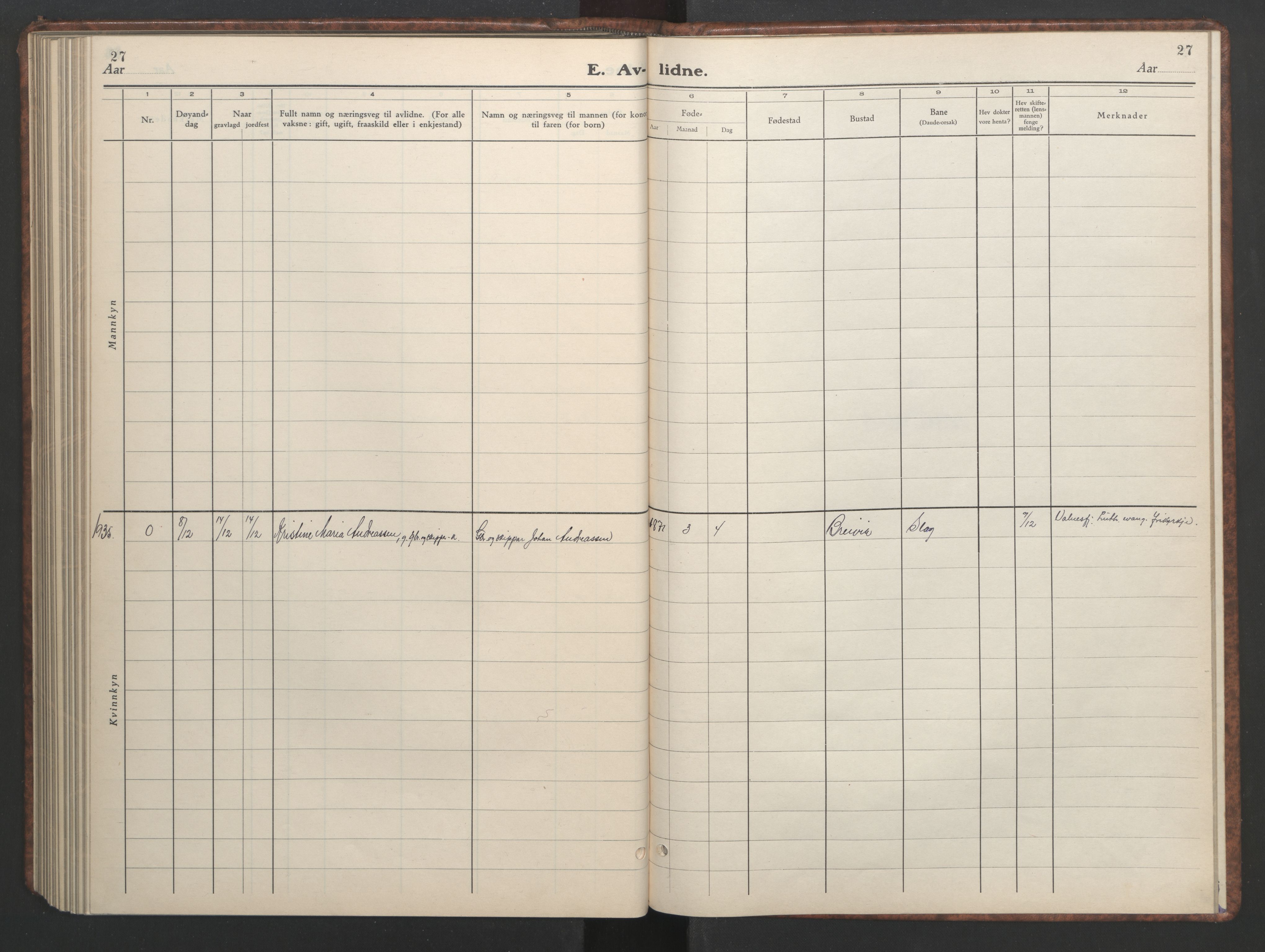 Ministerialprotokoller, klokkerbøker og fødselsregistre - Nordland, AV/SAT-A-1459/852/L0758: Parish register (copy) no. 852C09, 1935-1952, p. 27