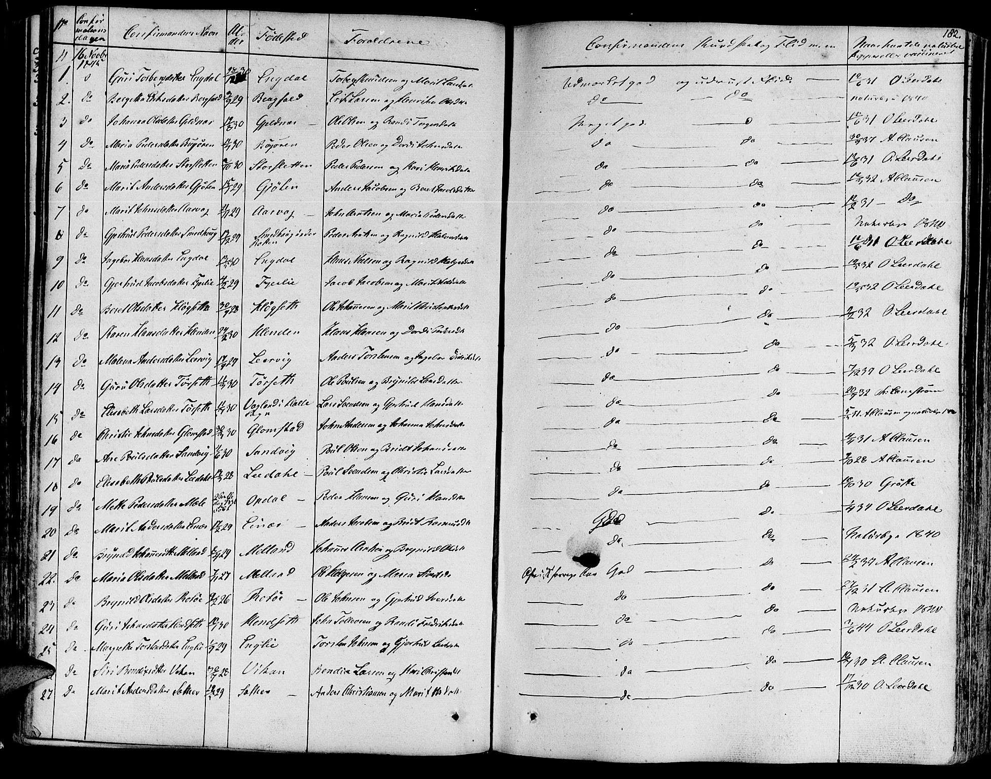 Ministerialprotokoller, klokkerbøker og fødselsregistre - Møre og Romsdal, AV/SAT-A-1454/578/L0904: Parish register (official) no. 578A03, 1836-1858, p. 182