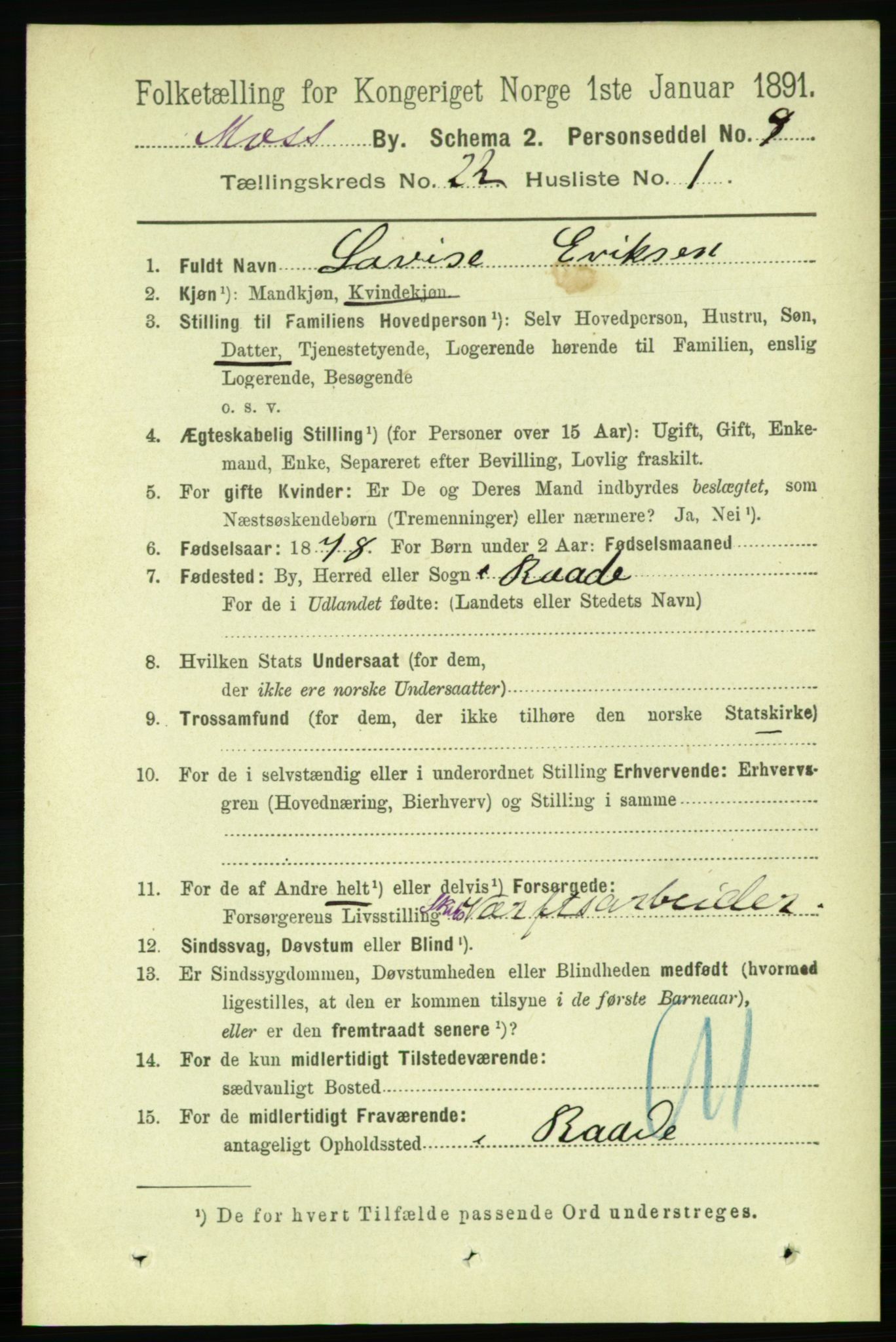 RA, 1891 census for 0104 Moss, 1891, p. 9423