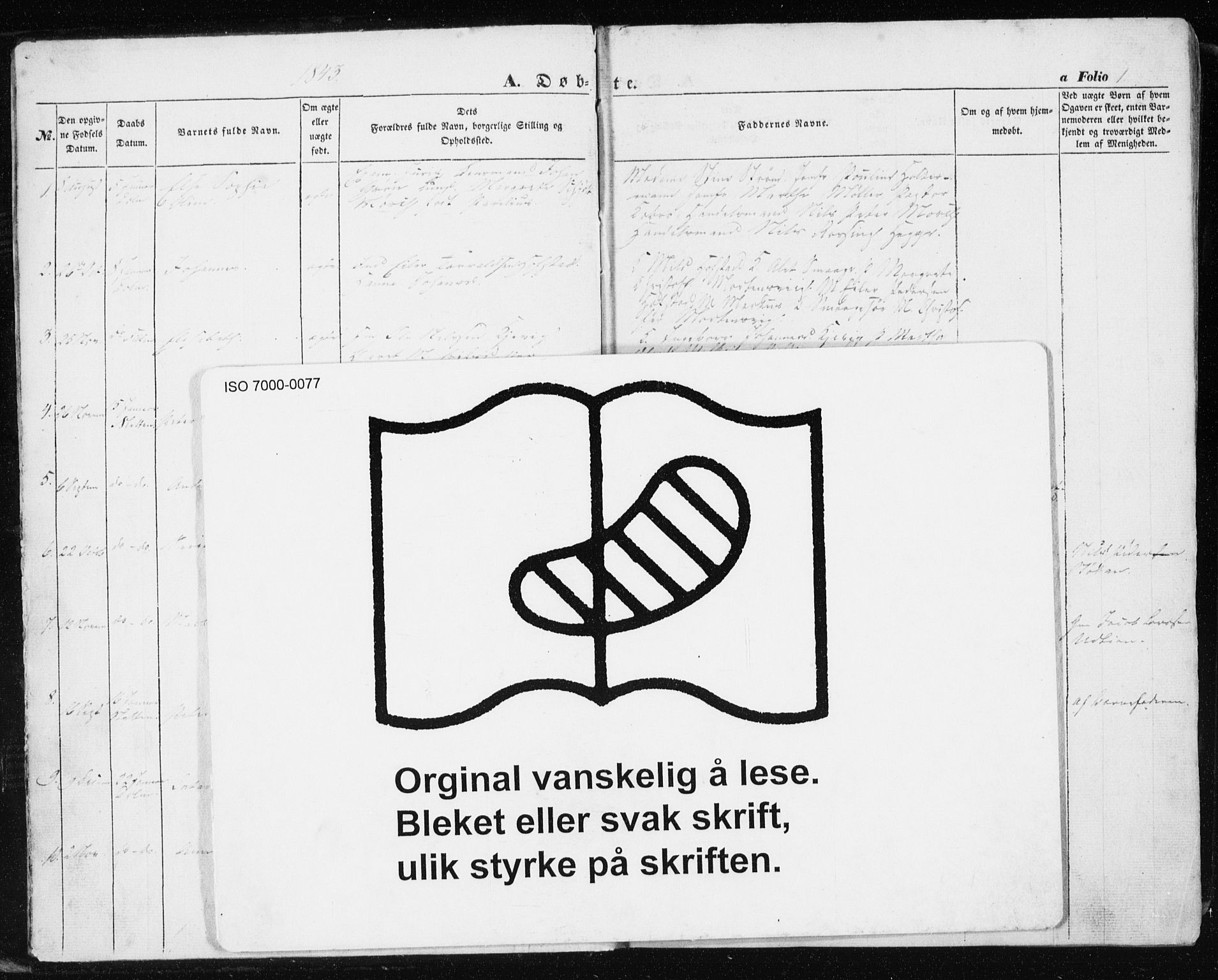 Ministerialprotokoller, klokkerbøker og fødselsregistre - Sør-Trøndelag, SAT/A-1456/634/L0529: Parish register (official) no. 634A05, 1843-1851, p. 1