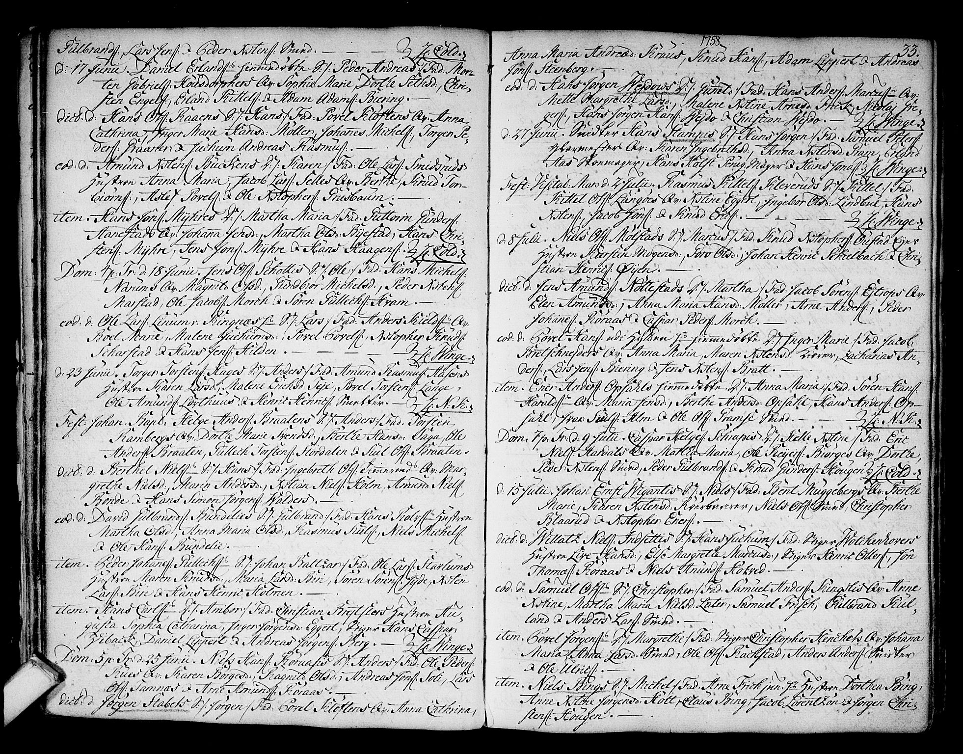 Kongsberg kirkebøker, AV/SAKO-A-22/F/Fa/L0004: Parish register (official) no. I 4, 1756-1768, p. 33