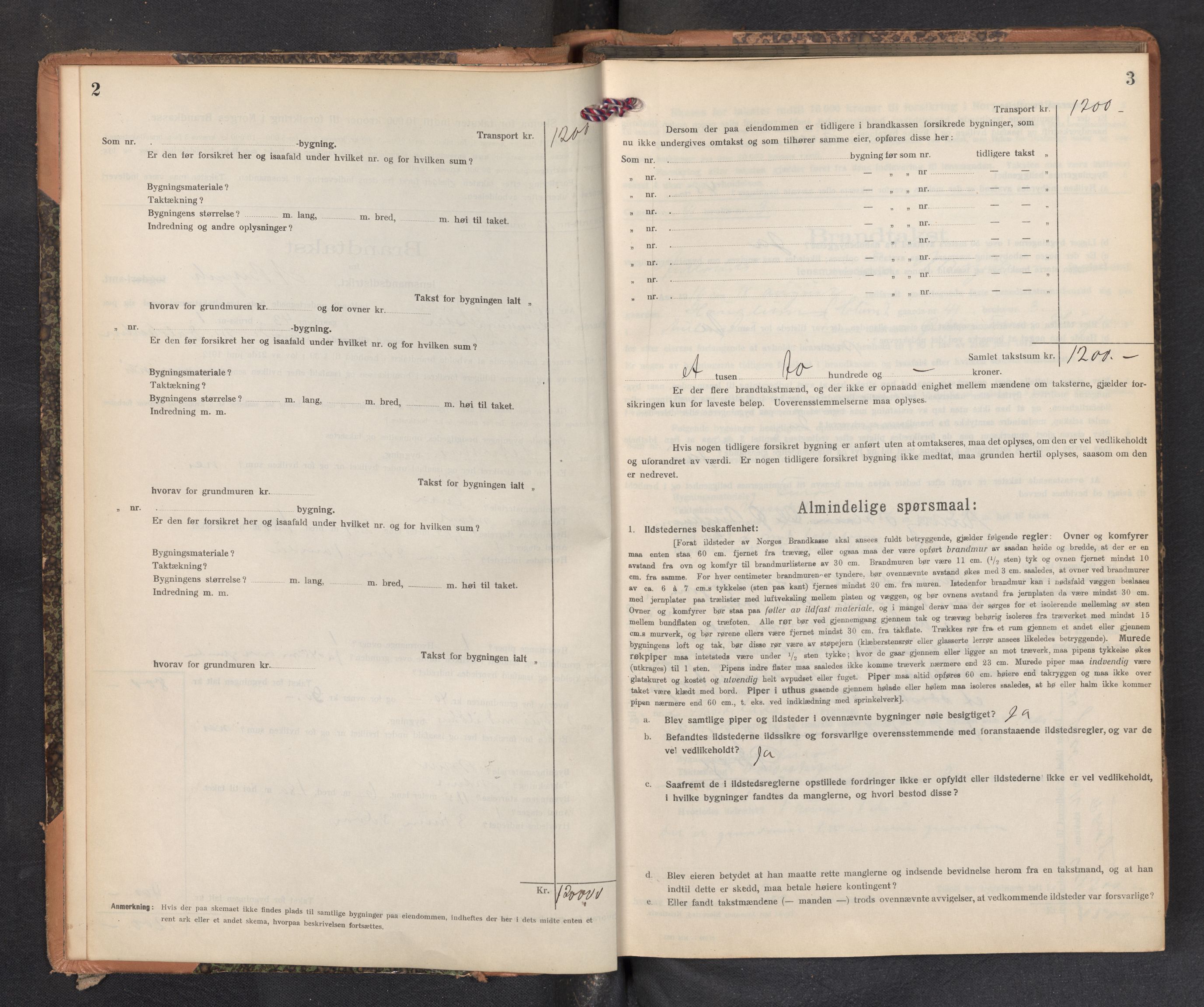 Lensmannen i Aurland, AV/SAB-A-26401/0012/L0006: Branntakstprotokoll, skjematakst, 1916-1922, p. 2-3