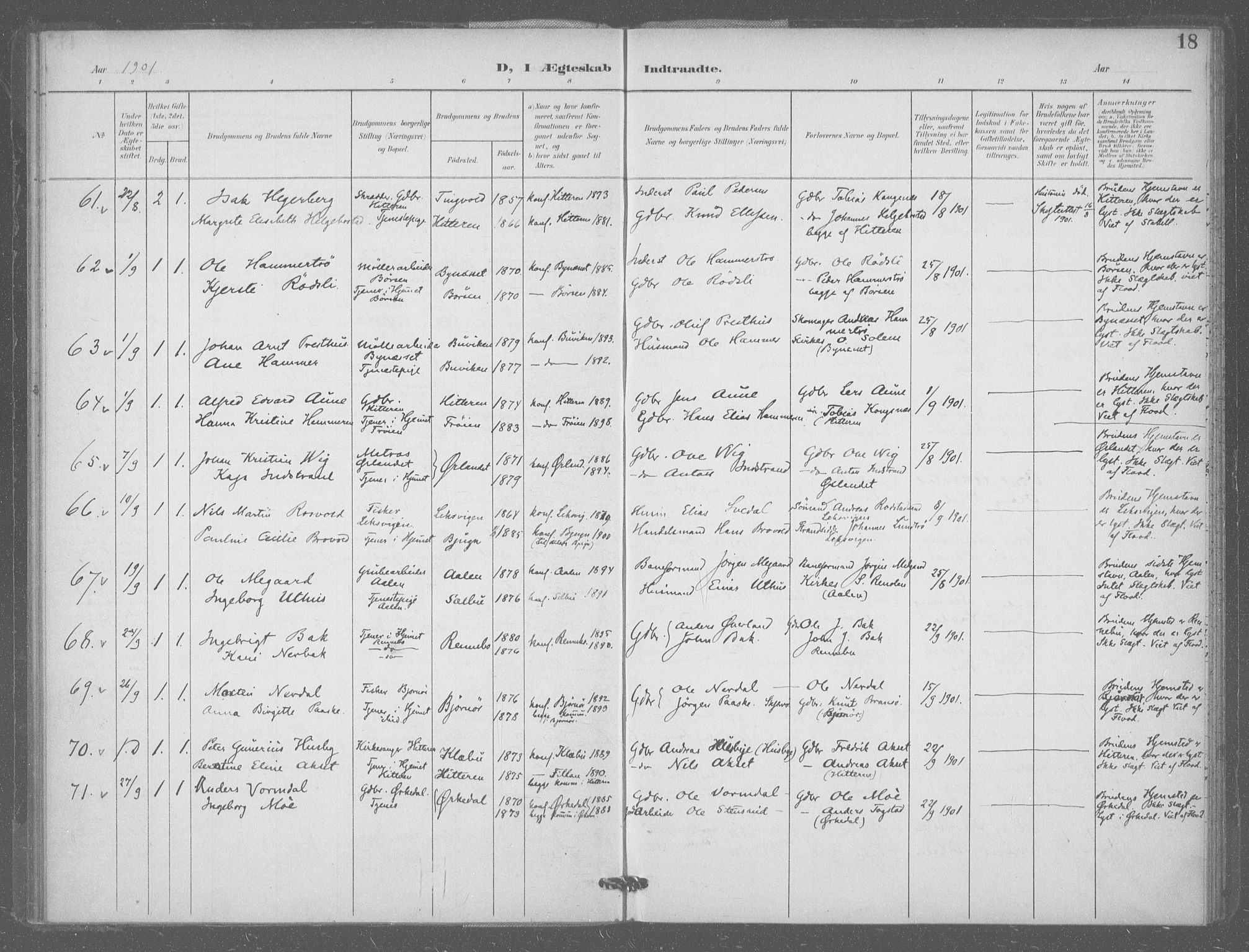 Ministerialprotokoller, klokkerbøker og fødselsregistre - Sør-Trøndelag, SAT/A-1456/601/L0077: Curate's parish register no. 601B10, 1900-1907, p. 18