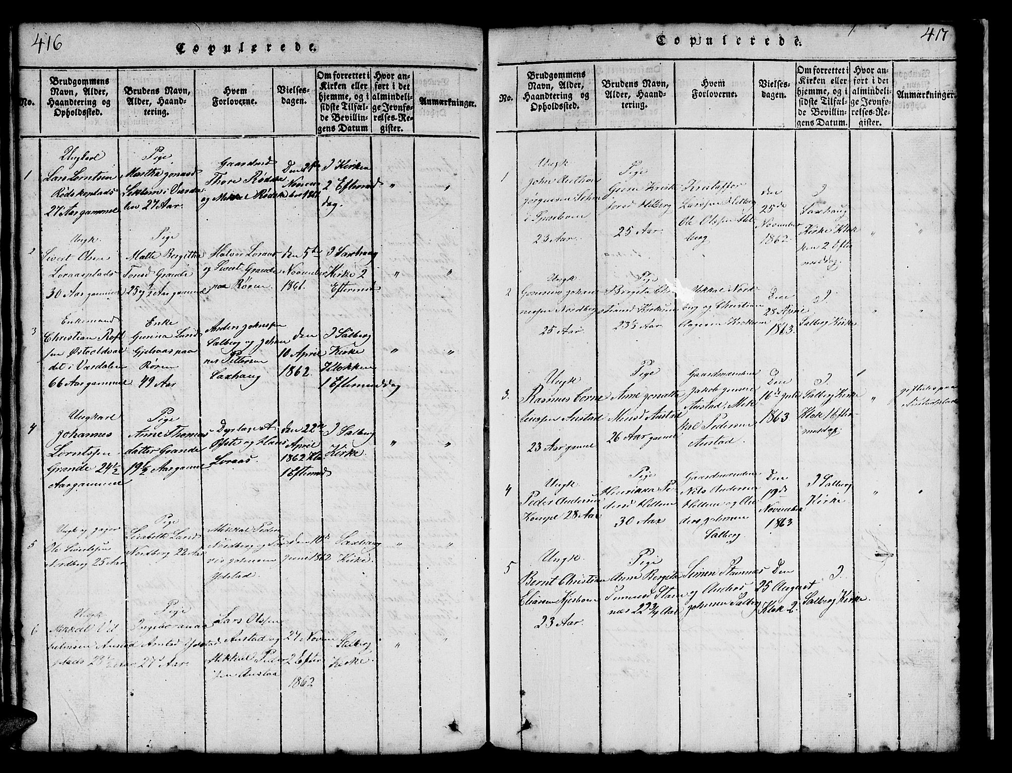 Ministerialprotokoller, klokkerbøker og fødselsregistre - Nord-Trøndelag, SAT/A-1458/731/L0310: Parish register (copy) no. 731C01, 1816-1874, p. 416-417