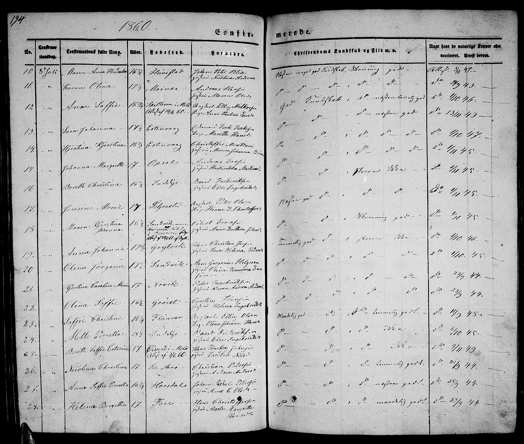 Ministerialprotokoller, klokkerbøker og fødselsregistre - Nordland, SAT/A-1459/805/L0106: Parish register (copy) no. 805C02, 1841-1861, p. 194