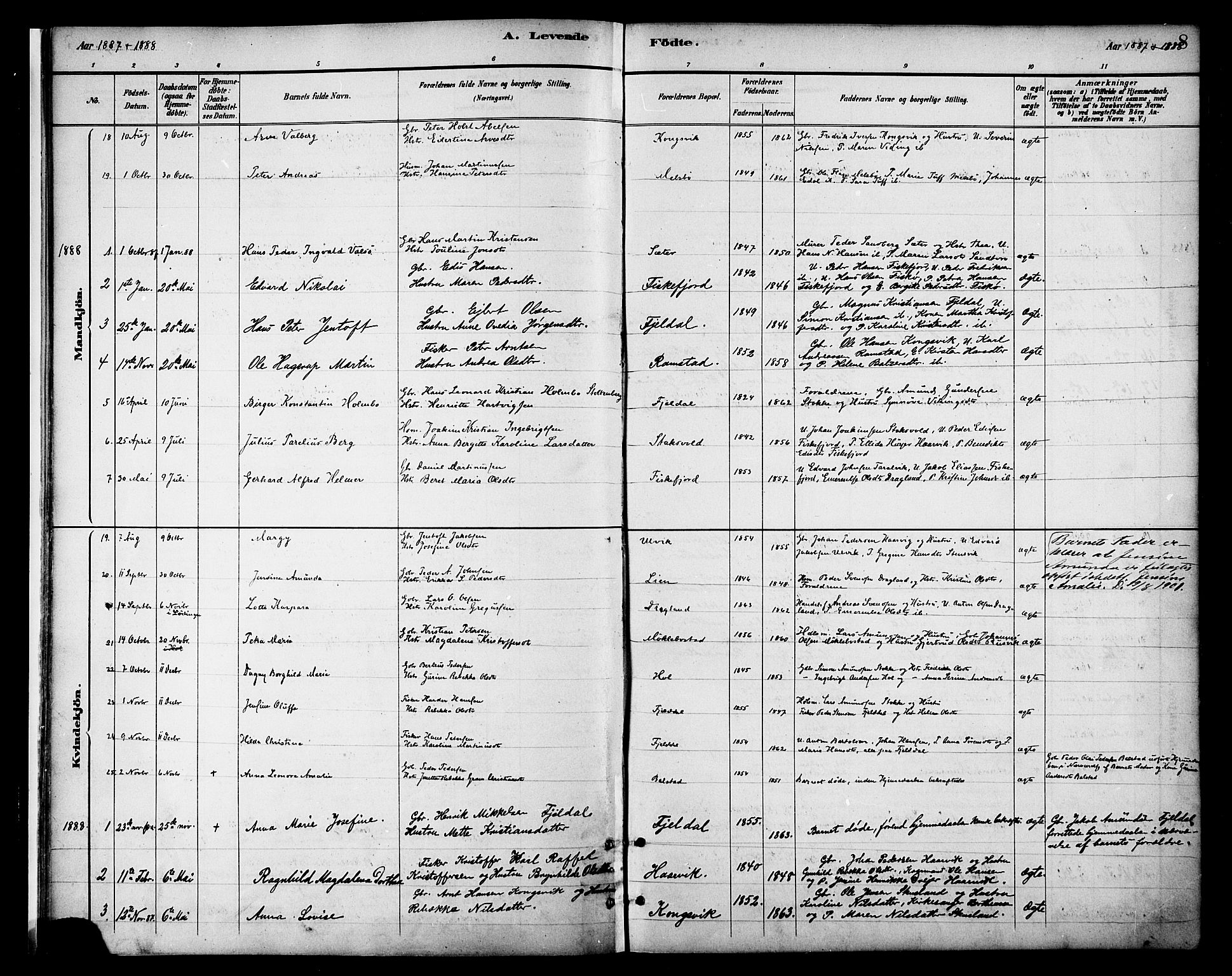 Ministerialprotokoller, klokkerbøker og fødselsregistre - Nordland, SAT/A-1459/865/L0924: Parish register (official) no. 865A02, 1885-1896, p. 8