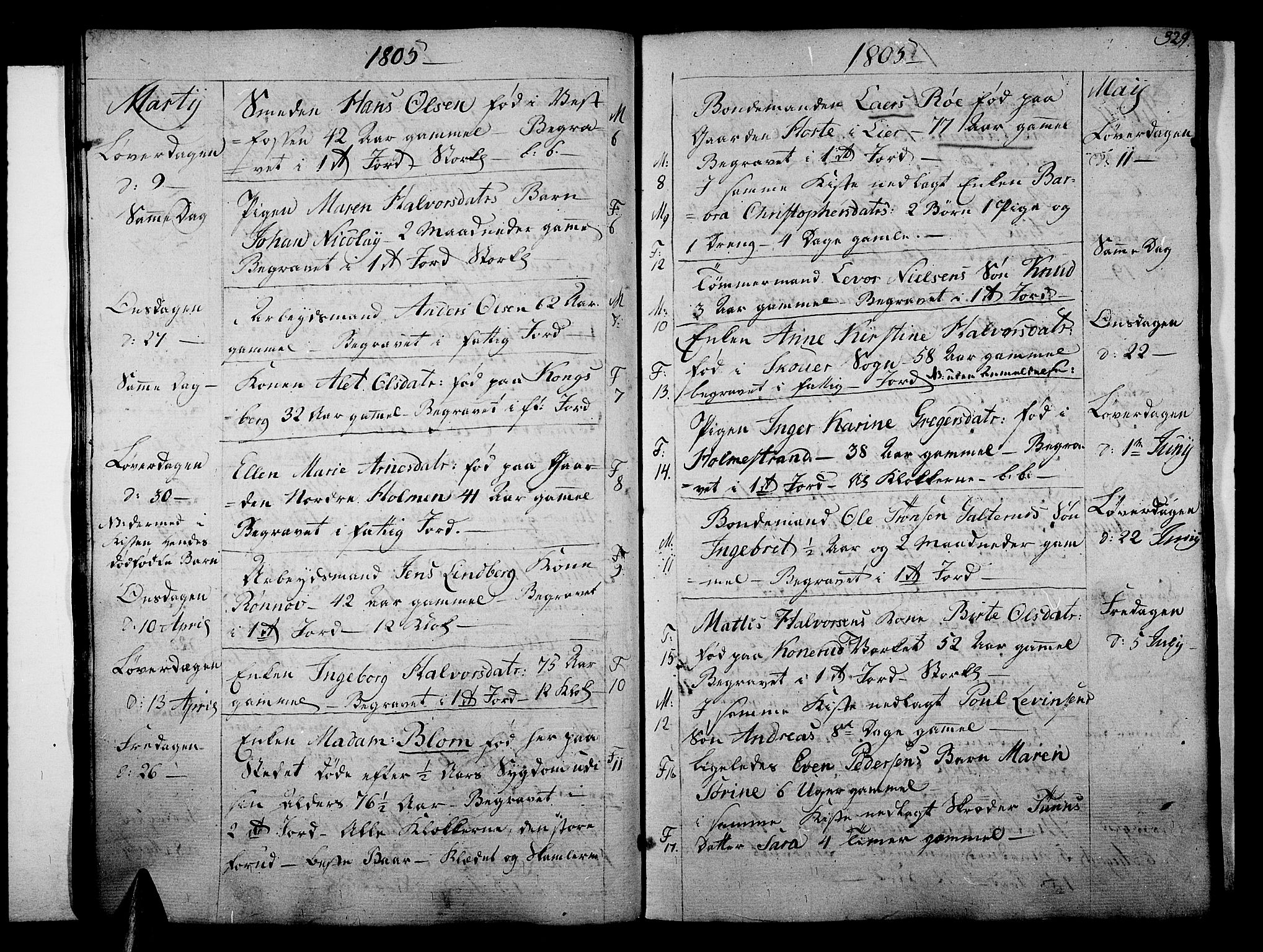 Strømsø kirkebøker, SAKO/A-246/F/Fa/L0010: Parish register (official) no. I 10, 1792-1822, p. 329