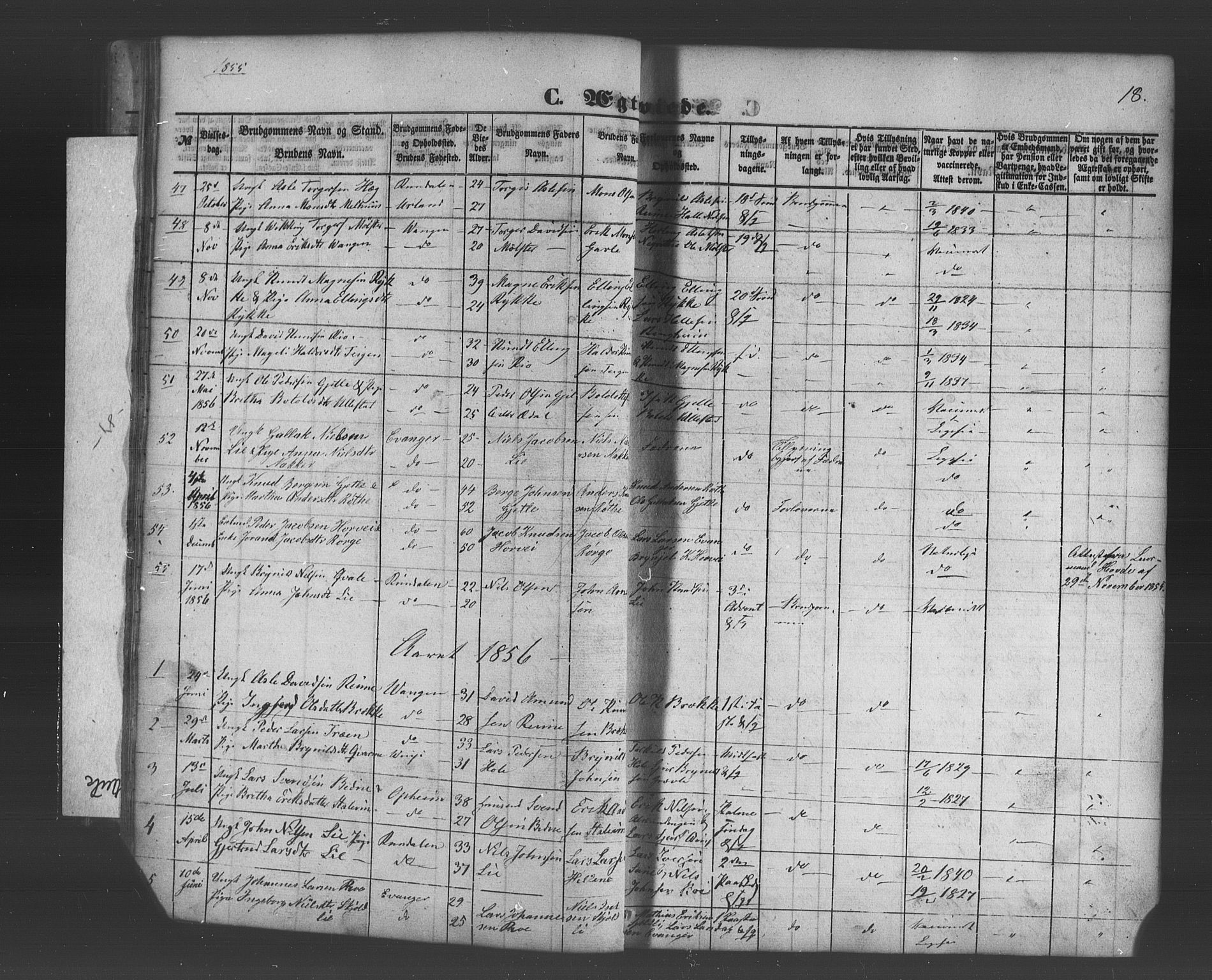 Voss sokneprestembete, AV/SAB-A-79001/H/Haa: Parish register (official) no. A 19, 1851-1886, p. 18