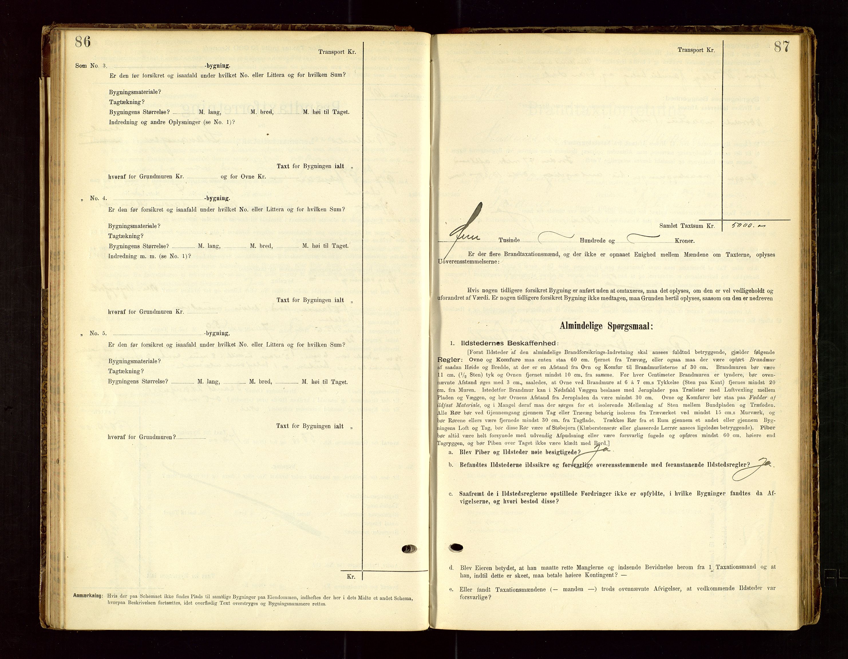 Skudenes lensmannskontor, SAST/A-100444/Gob/L0001: "Brandtaxationsprotokoll", 1895-1924, p. 86-87