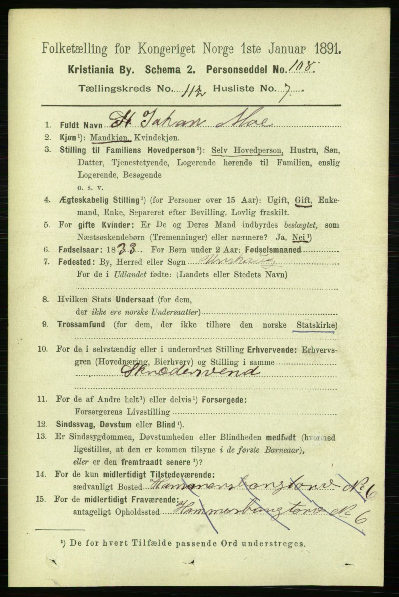 RA, 1891 census for 0301 Kristiania, 1891, p. 59342