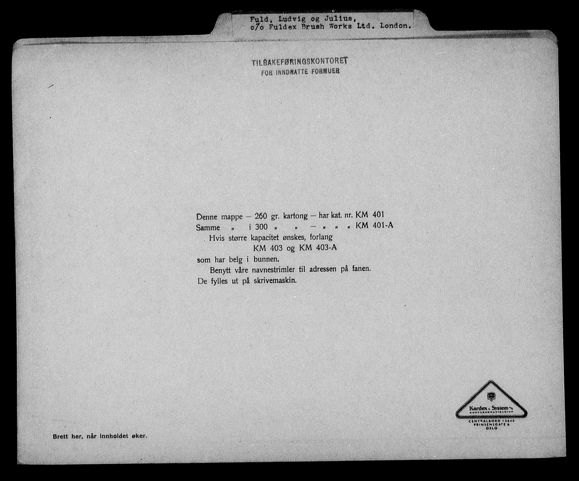 Justisdepartementet, Tilbakeføringskontoret for inndratte formuer, AV/RA-S-1564/H/Hc/Hcc/L0936: --, 1945-1947, p. 607