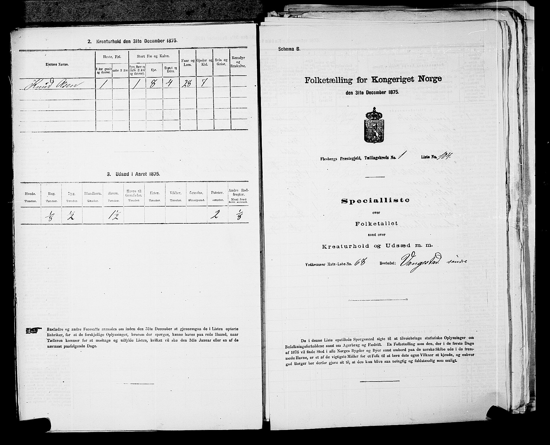 SAKO, 1875 census for 0631P Flesberg, 1875, p. 267