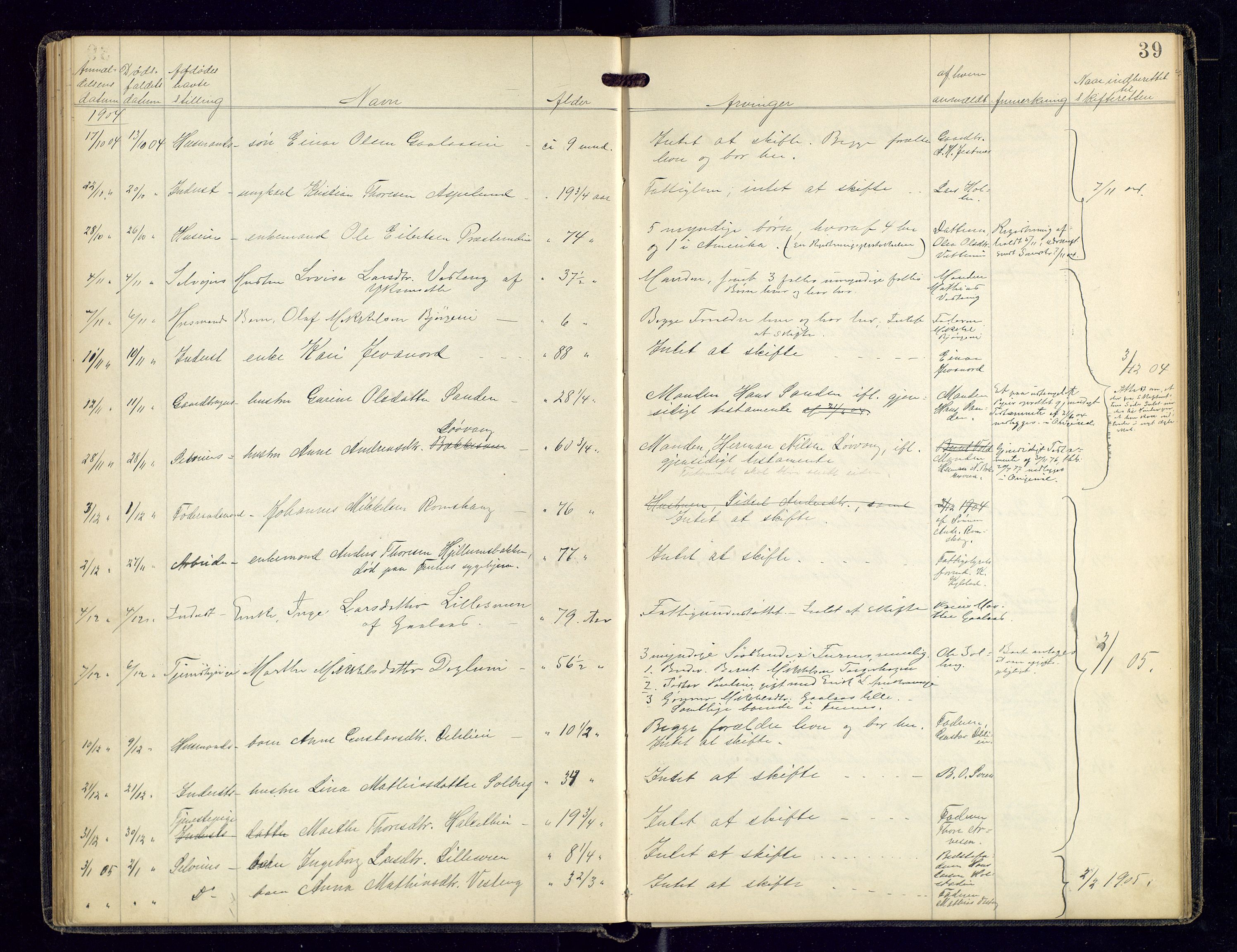 Brumunddal lensmannskontor, AV/SAH-LHR-012/H/Ha/L0001/0001: Dødsfallsprotokoller / Dødsfallsprotokoll, 1895-1913, p. 39