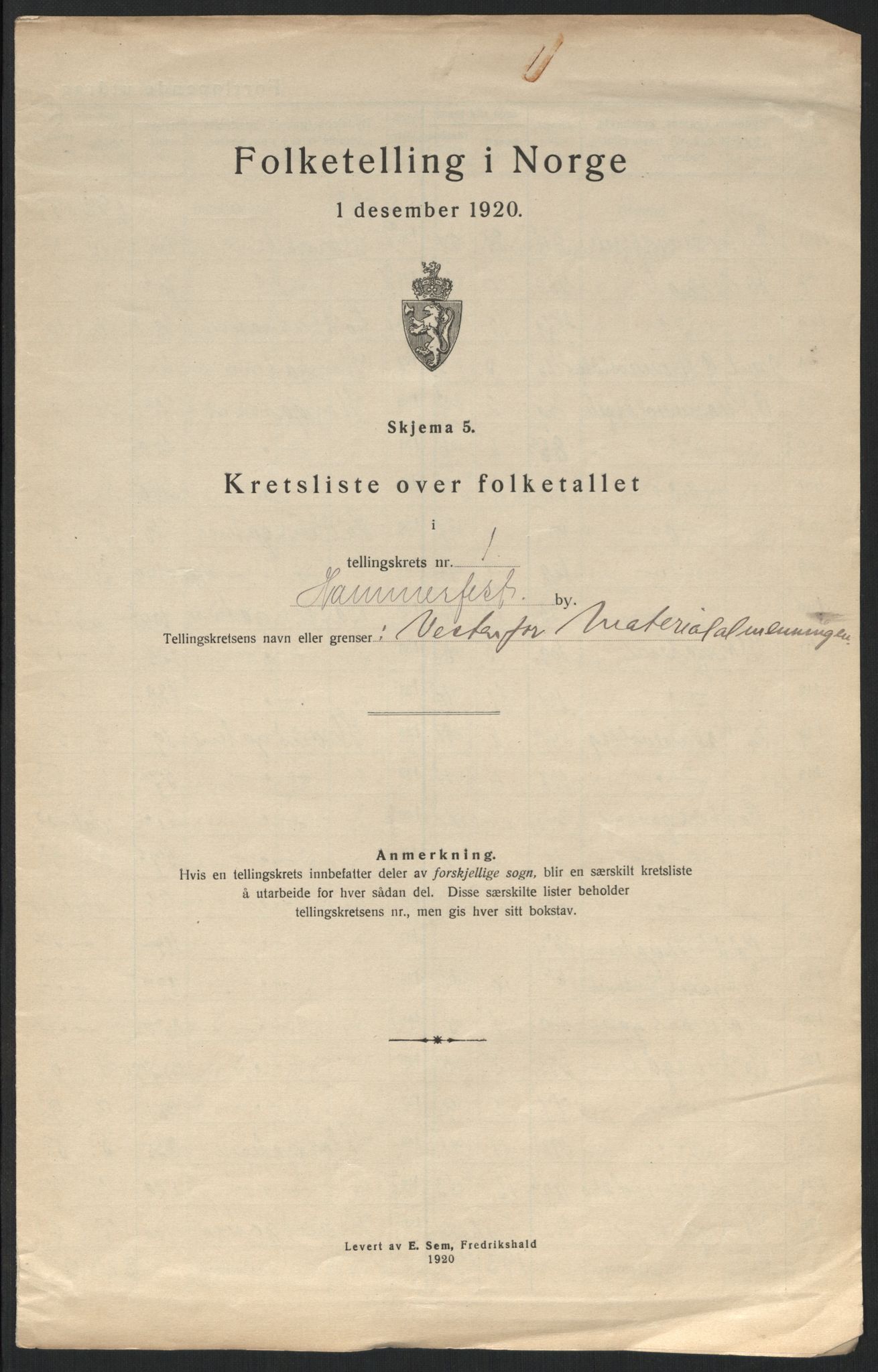 SATØ, 1920 census for Hammerfest, 1920, p. 10