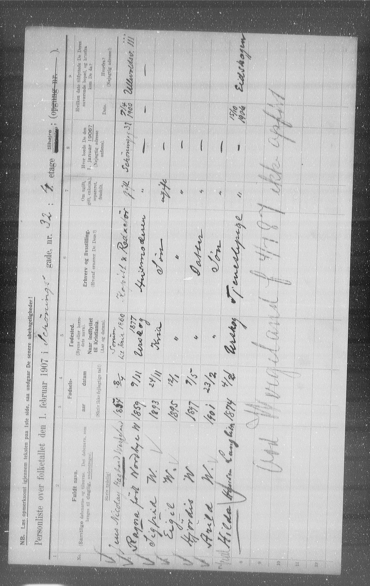 OBA, Municipal Census 1907 for Kristiania, 1907, p. 47856