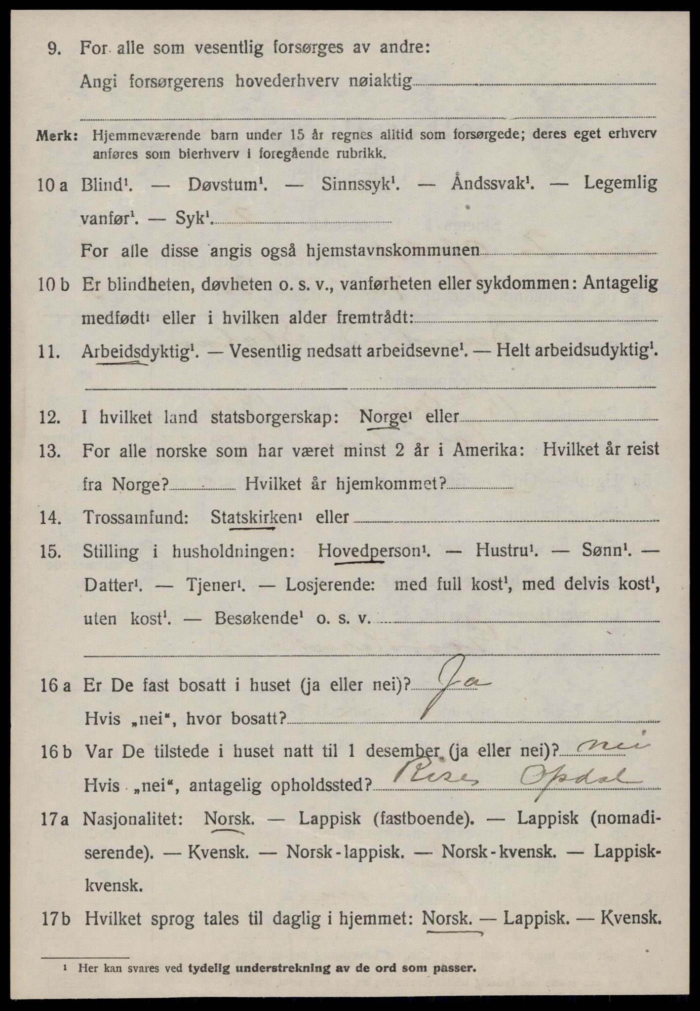 SAT, 1920 census for Oppdal, 1920, p. 4018