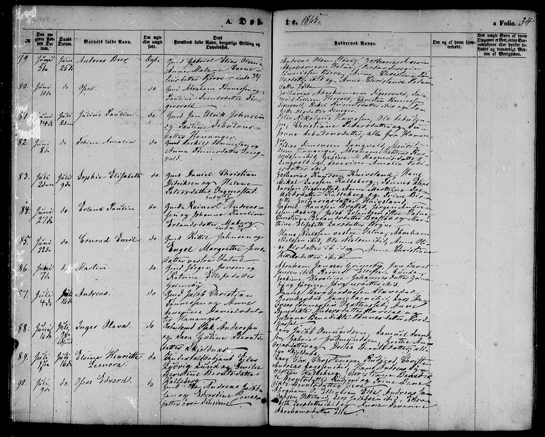 Lista sokneprestkontor, AV/SAK-1111-0027/F/Fb/L0003: Parish register (copy) no. B 3, 1862-1877, p. 34